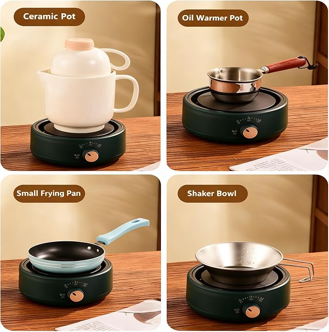 Tissting Electric Stove 500W 110V, Mini Electric Teapot Heater Stove Glass Tea Maker Hot Plates Burner Countertop Stoves for Ceramic Glass Kettle(White)