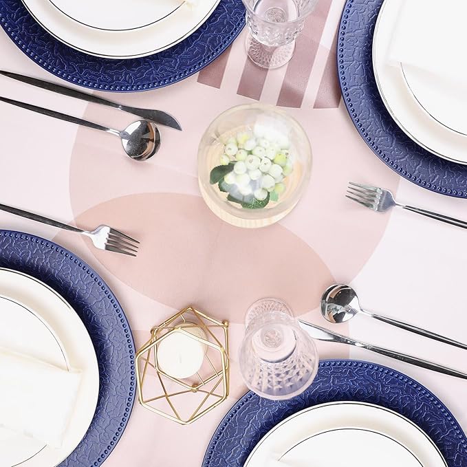 Navy Blue Chargers for Dinner Plates with Beaded Rims, Set of 12 Plastic Bulk Wedding Charger Plates for Thanksgiving, Christmas, Holiday Party Table Setting.