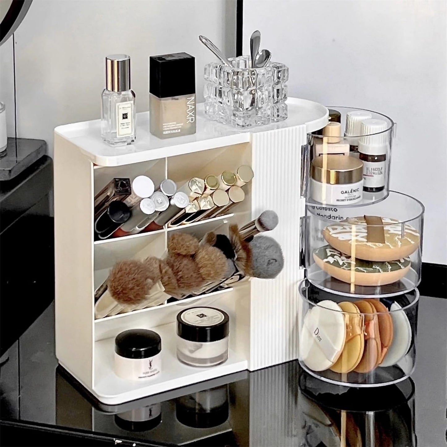 AevumTech Desk Organizer with Pen Pencil Holder for Desk, Pen Organizer with 3 Drawers, Multi-Functional Desk Organization Deals and Accessories Desktop Storage for Office Home Art Supplies (White)