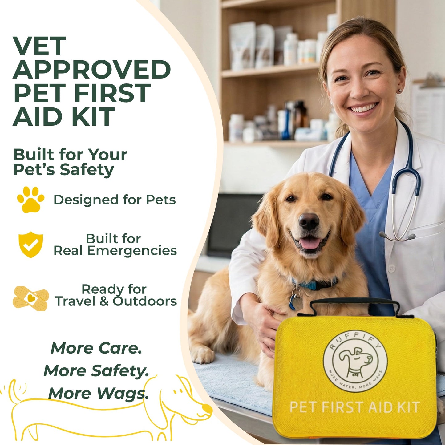 Ruffify Dog and Cat First Aid Kit – Vet Approved, 74 Essential Items Pet Emergency Kit Accessories for Car, Travel, Hunting, Hiking & Camping Gear with Mini Pouch for Home, Office & Outdoor Adventures