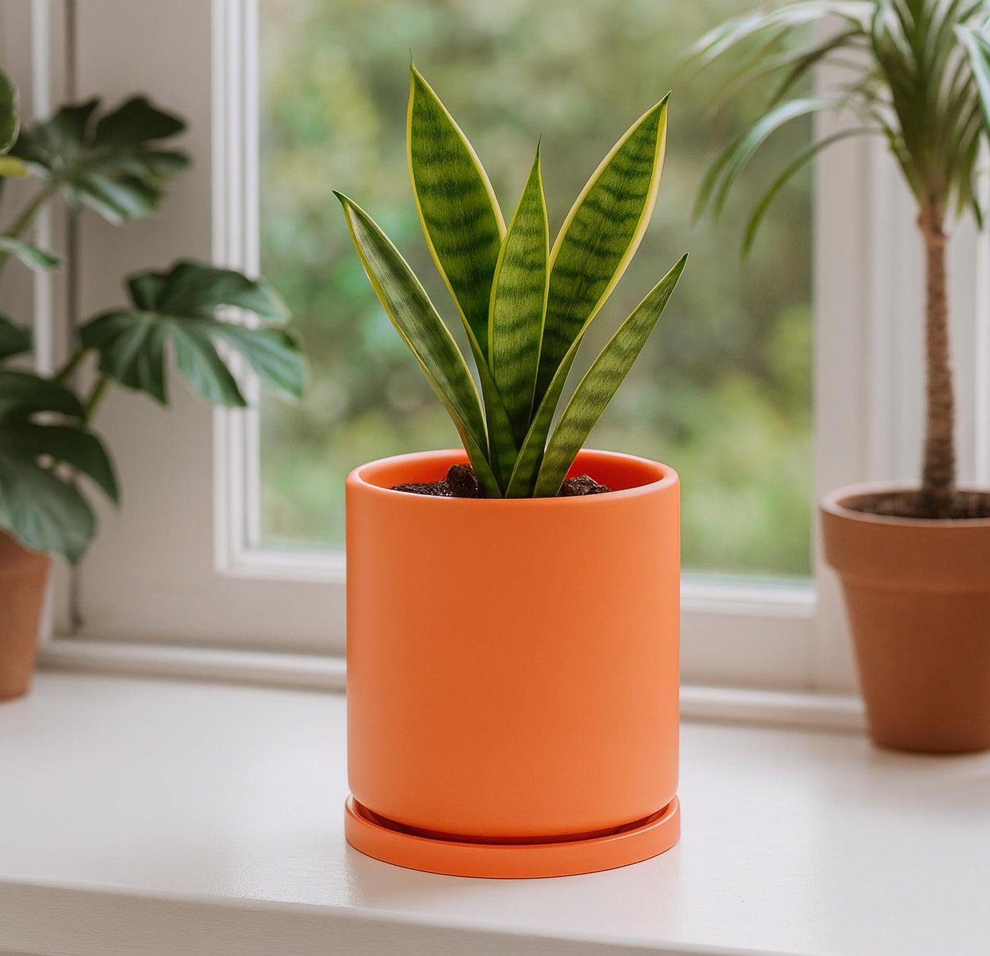 D'vine Dev Double-Layer Planter Set – Rotating Plastic Cachepot with Clear Inner Liner for Root Health, Perfect for Indoor Plants, 4.5", Pumpkin, 73-U-E-1