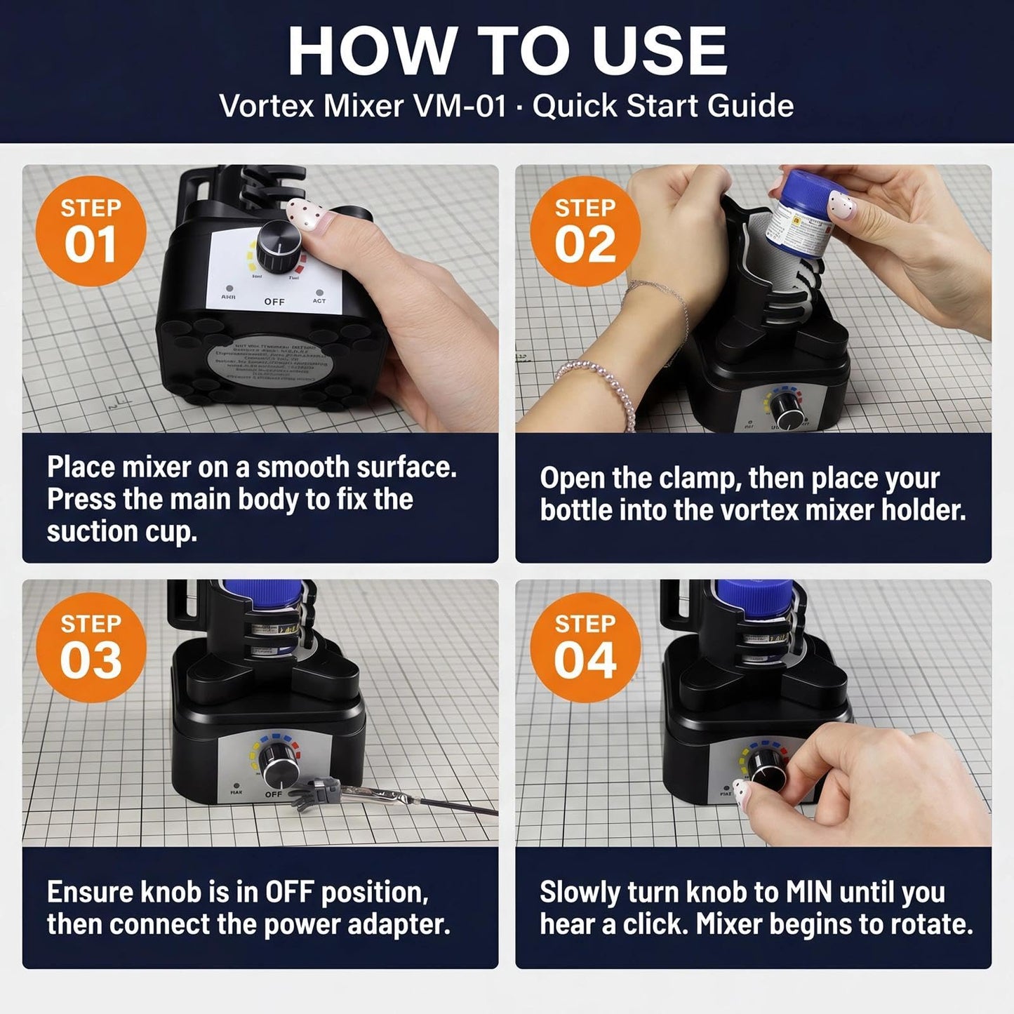 Vortex Mixer Shaker, 500-3200 RPM Adjustable Speed - Hands-Free Electric Paint Mixer for Hobby Model Paints, Tattoo Ink, Nail Polish & Lab Test Tubes - Includes Stable Holder