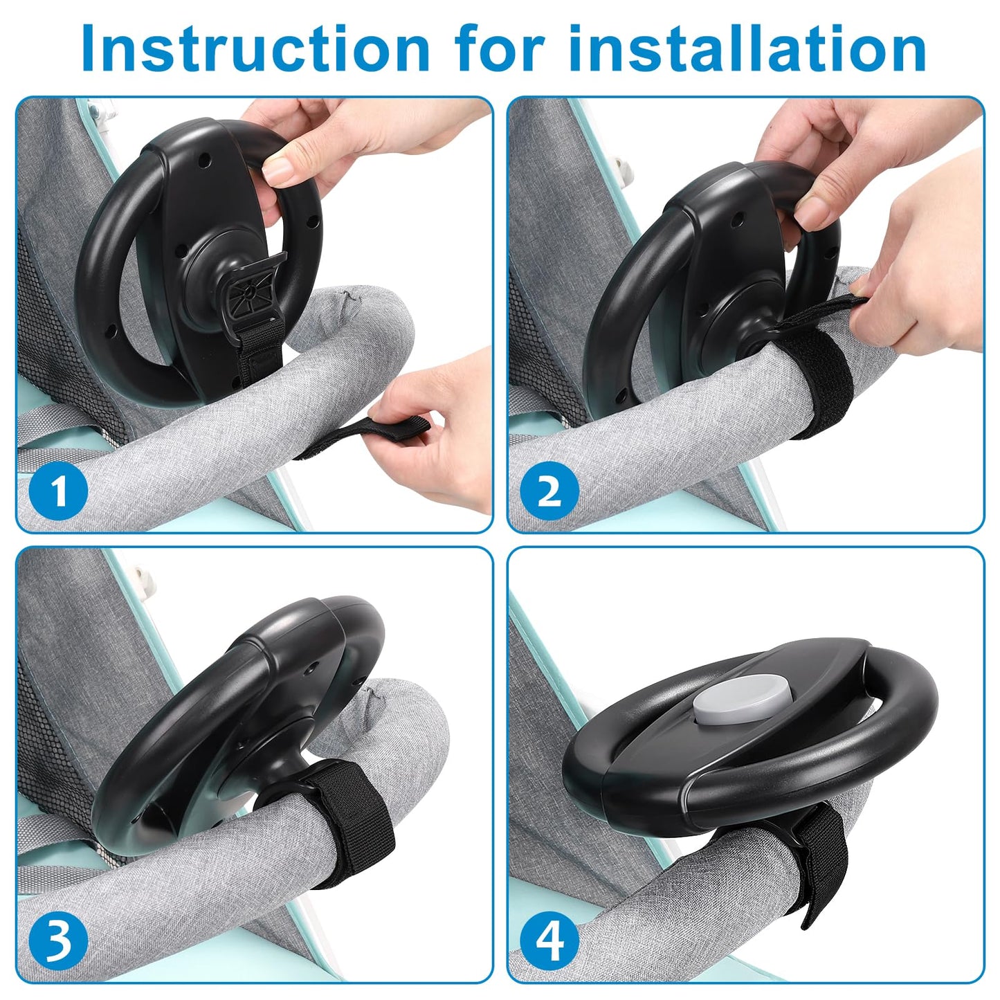 Accmor Stroller Steering Wheel Toy, Simulated Steering Wheel for Stroller Shopping Carts Cart Universal Detachable Pretend Driving Funny Toy Attachment