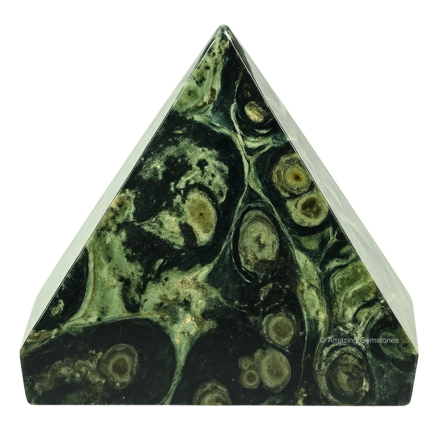 Kambaba Jasper Pyramid Crystal Healing Stones - 1.5" Great Pyramid Figurine of Natural Stone Pyramid for Meditation, Reiki, Chakra Balancing and Crystal Pyramids Grid