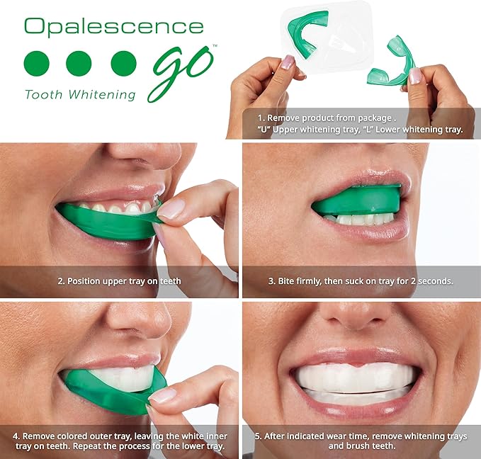 Opalescence Whitening Bundle - Opalescence Go 10% Hydrogen Peroxide Prefilled Whitening Trays and Whitening Toothpaste - Mint Flavor 5194-5166
