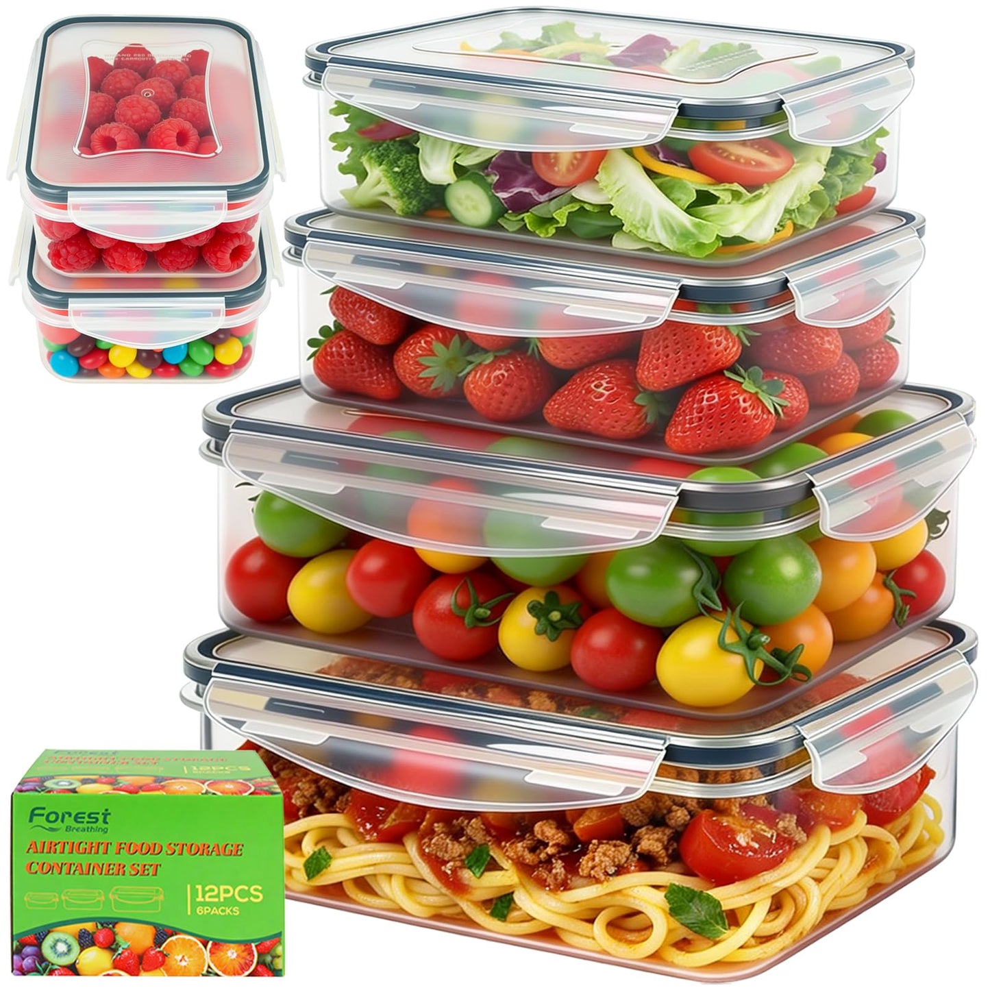 6 Pack Large Food Storage Containers with Lids (85oz/50oz/34oz) –BPA-Free Reusable Thicker Plastic Freezer Safe Storage Containers, Airtight & Leakproof Kitchen Meal Prep Containers for Food