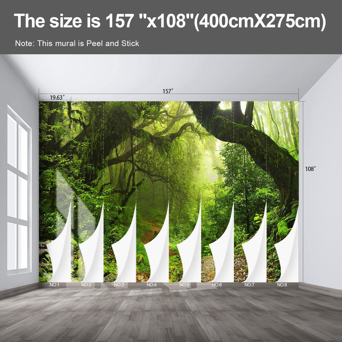 Forest Landscape Wall murals Woodland Tree Peel and Stick Wallpaper for Bedroom Living Room - 108"x157"