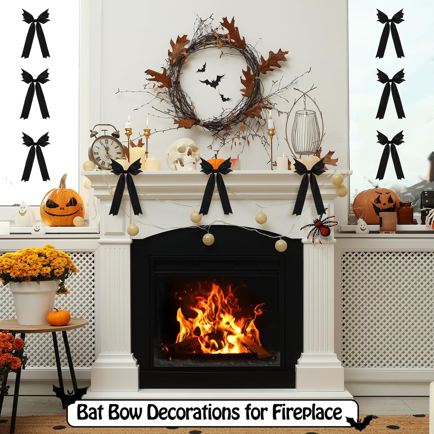 Eurzom 12 Pcs Gothic Christmas Bat Bows Tree Ornaments 10'' x 6'' Spooky Christmas Decor Horror Black Bat Shaped Velvet Bows, Creepy Nightmare Hanging Decorations for Xmas Wreath Home Party Gift
