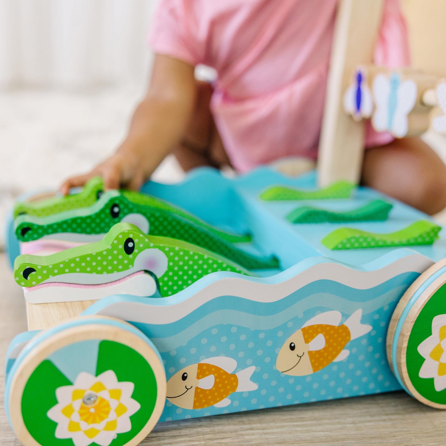 Melissa & Doug First Play Chomp and Clack Alligator Wooden Push Toy and Activity Walker