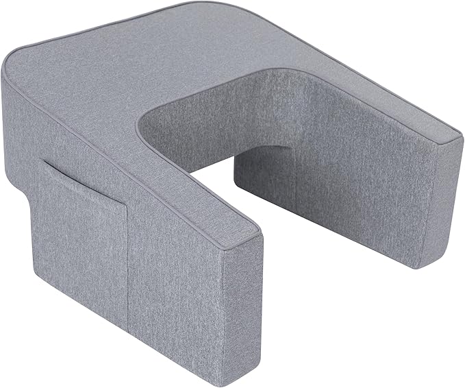 Lavish Home Multipurpose Memory Foam Desk Pillow - Lap Desk Pillow with Arm Rests, Storage Pockets, and Removable Washable Cover - Laptop Pillow for Reading, Gaming, Studying, and Working (Gray)