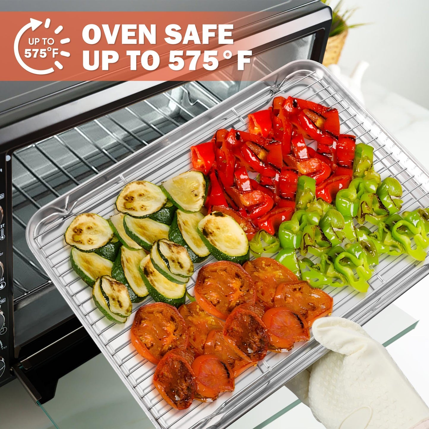 Cooling Racks for Cooking and Baking, Homikit 16.6”*11.5” Large Stainless Steel Wire Rack for Oven Cooking Roasting Grilling Drying, Cookie Bacon Pizza Mesh Cooling Racks, Dishwasher Safe, 2 PCS