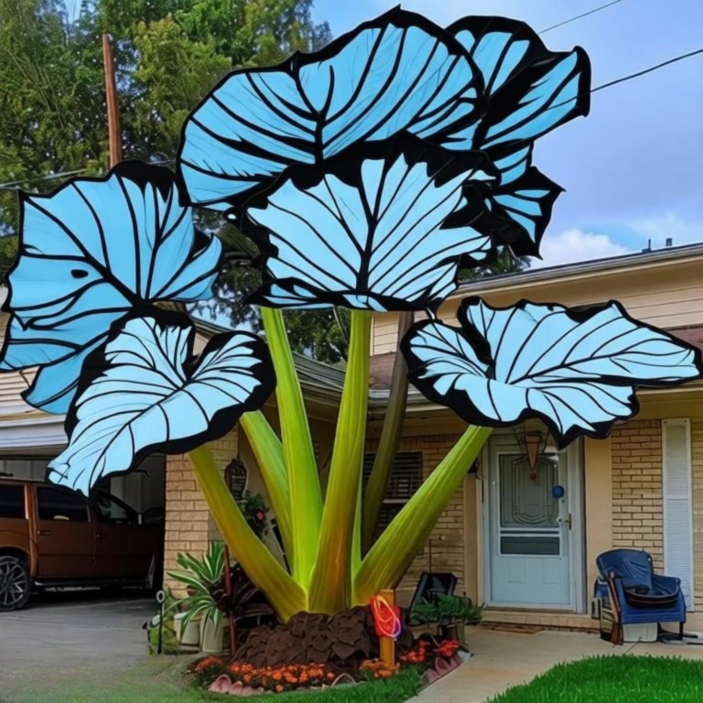 EDRHTJG Elephant Ear Broadleaf-Alocasia for Garden Design-Natural Shade-Multicolored Leaves (6)