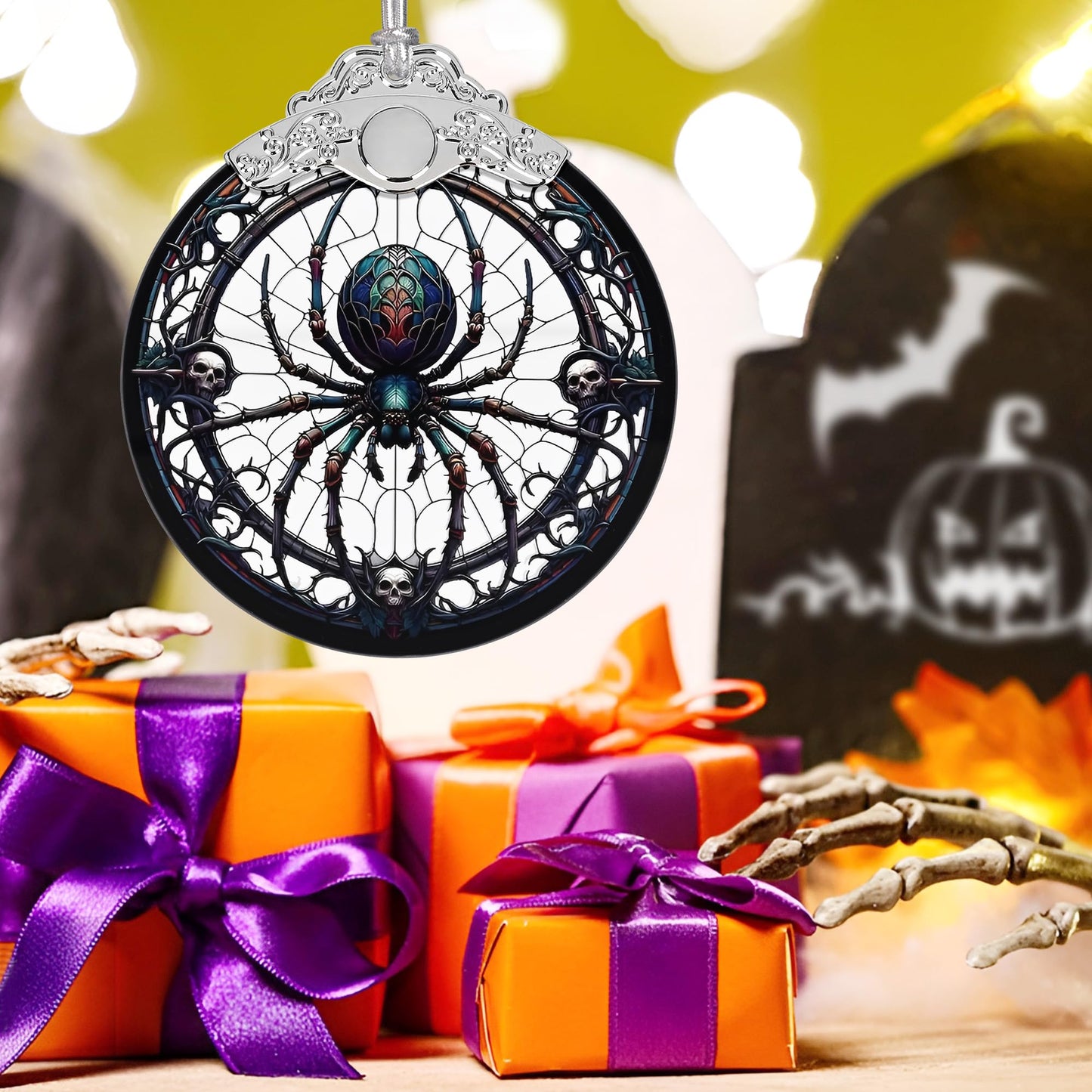 Christmas Ornament, Stained Glass Ornament, Christmas Decorations for Tree, Holiday Ornament, Unique Gift Idea - Dark Spider