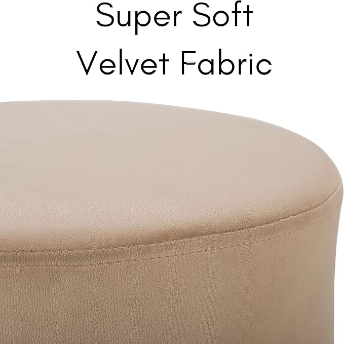 BIRDROCK HOME Round Ottoman Foot Stool – Soft Padded Modern Stool Design – Ideal for Living Room, Bedroom – Compact Footrest, Vanity Chair, Small Furniture – Foam Seating, Decorative Accent (Taupe)