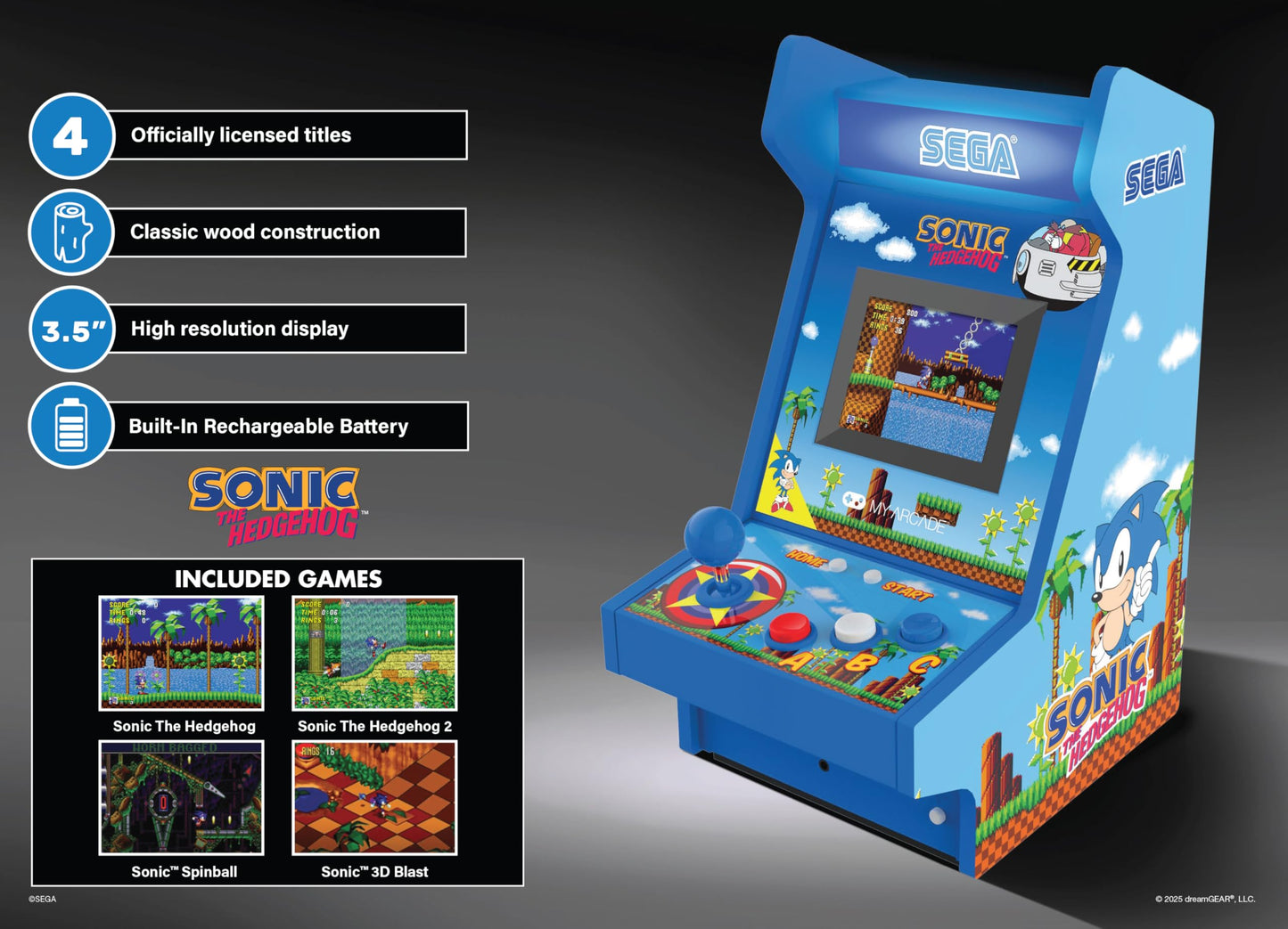 My Arcade Sonic The Hedgehog Mighty Player: Sega Retro Arcades, Sonic Games, 4 Classic Sega Games in 1, Sonic Toys