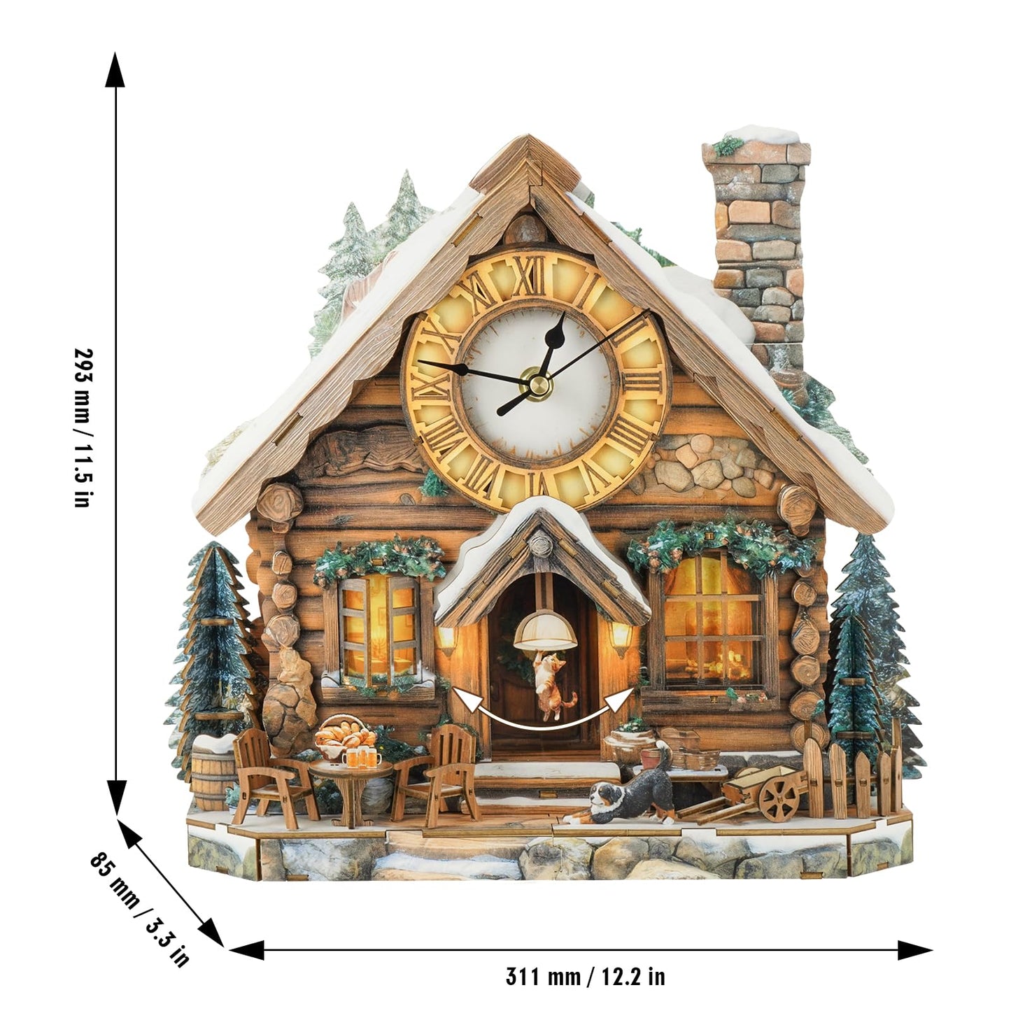 Cutywood 3D Wooden Puzzles for Adults Clock-Wooden House Design Model Kit-Mechanical DIY Pendulum Clock with Roman Numerals-Desk Home Office Decor Personalized Gift for DIY Lovers