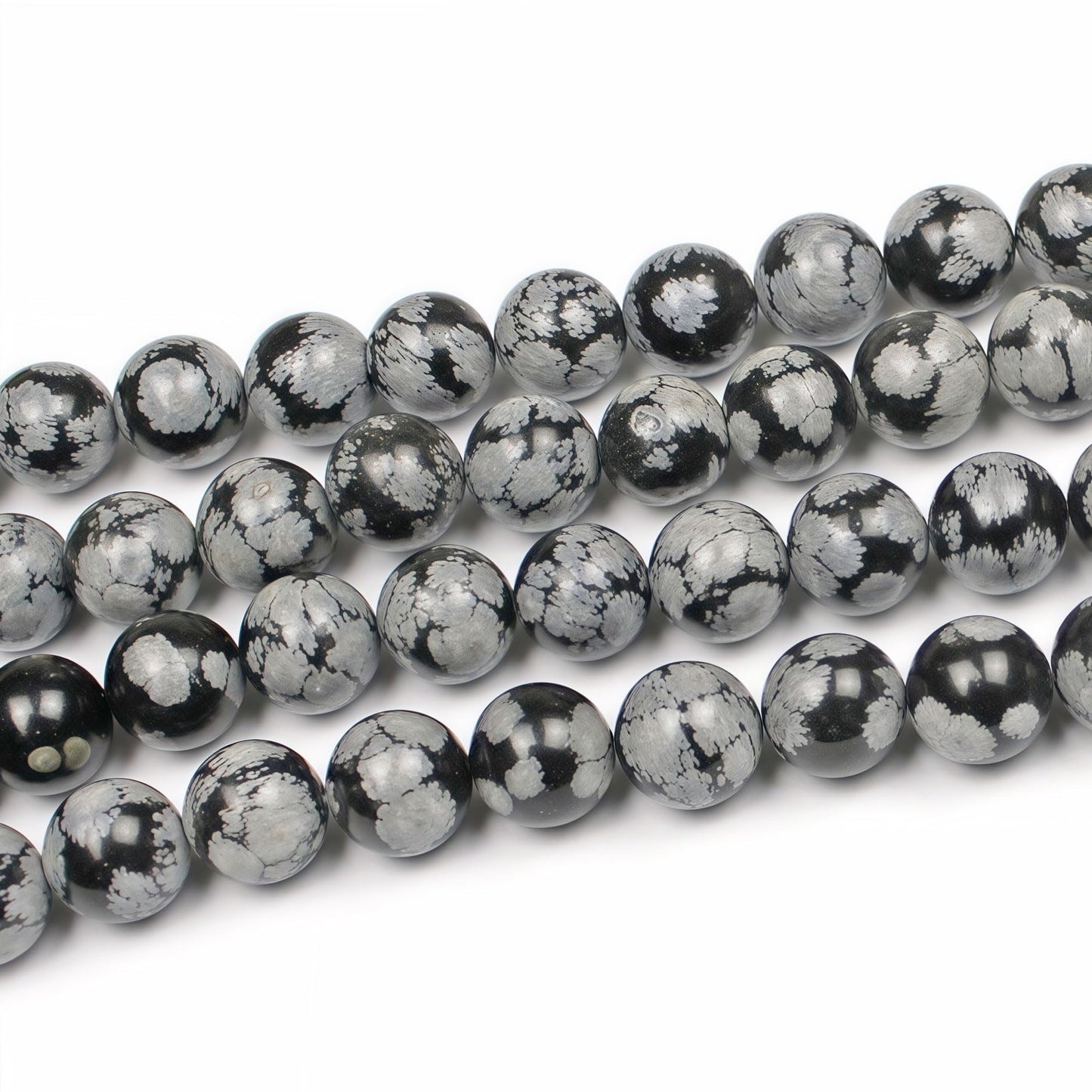 MJDCB Snowflake Obsidian Beads Round Natural Stone Beads for Jewelry Making DIY Bracelet (10mm)