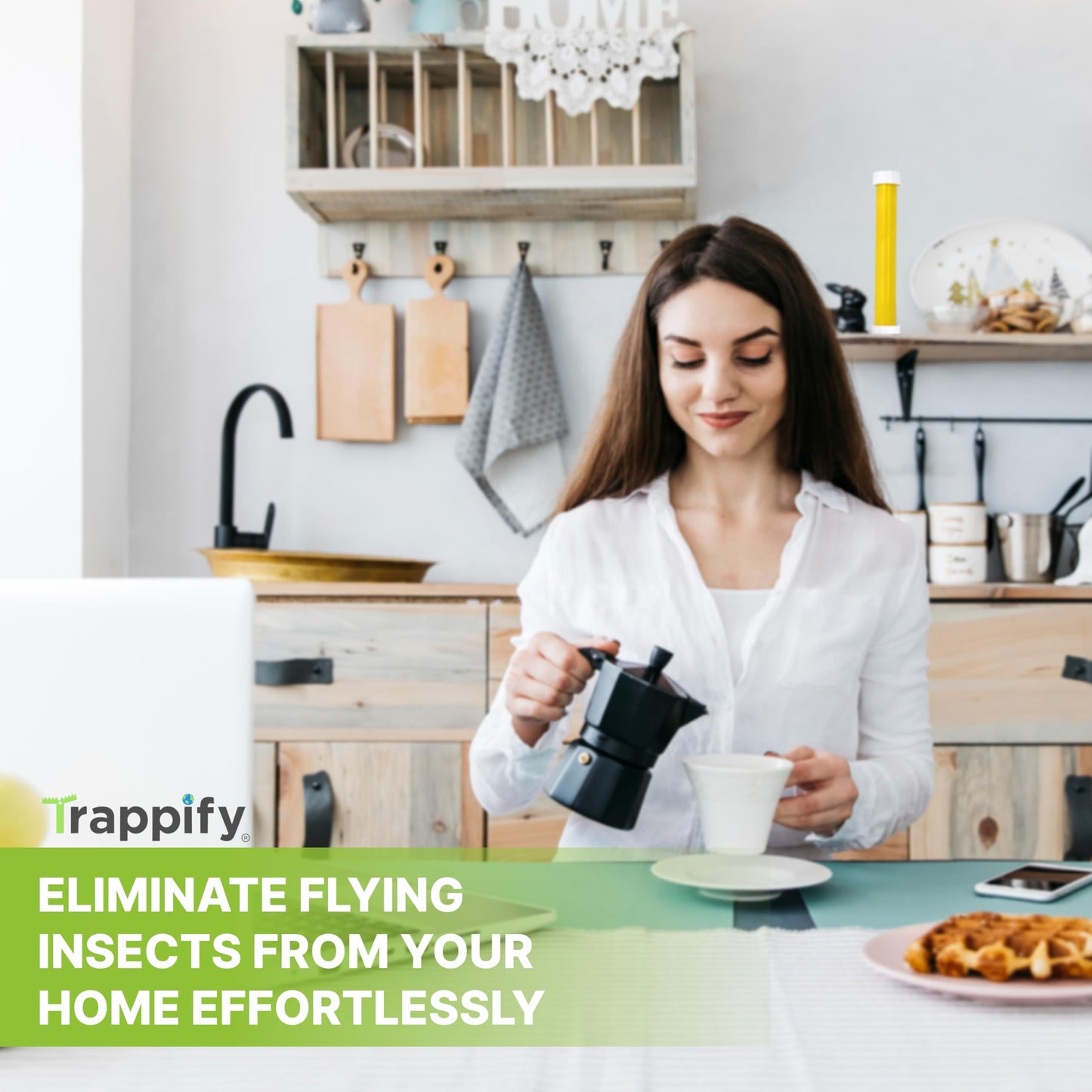 Trappify Hanging Fly Traps Outdoor: Fruit Flies and Flying Insect Trap for Indoor & Outdoor Use I Disposable Sticky Fly Trap Indoor House Pest Control (4 Pack)