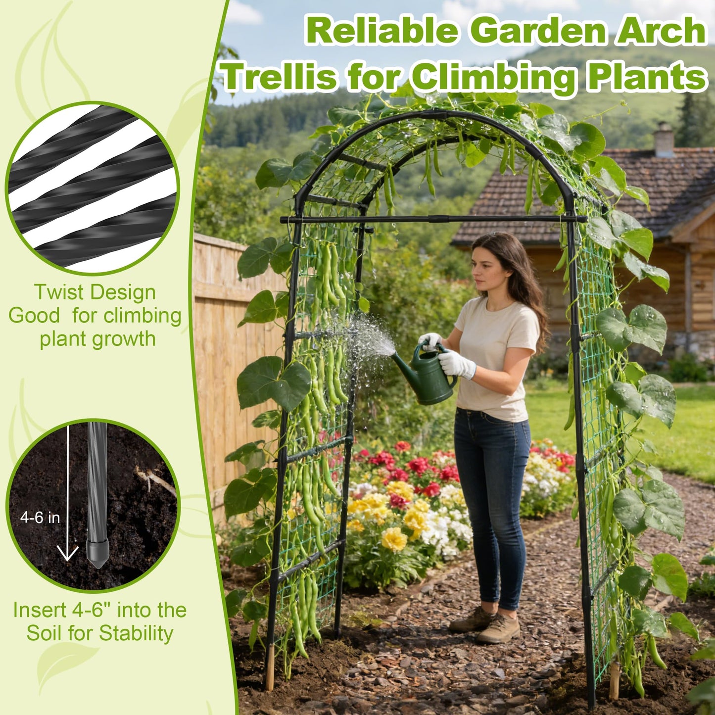 Miory Garden Arch Trellis for Climbing Plants Outdoor, 7ft Tall Plants Support Trellis for Climbing Vine Tomato Vegetable Flower Fruit, Cucumber Trellis for Raised Bed (32 x 83 Inch)