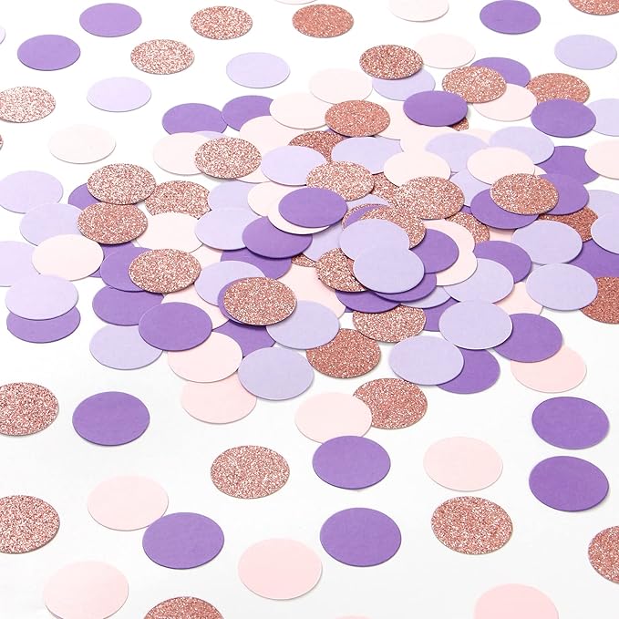 Rose-Gold Pink-Purple Party Decorations Confetti - 300pcs Baby Shower Decorations for Girl Women Birthday Table Scatter,Bachelorette Wedding Engagement Decor Lasting Surprise