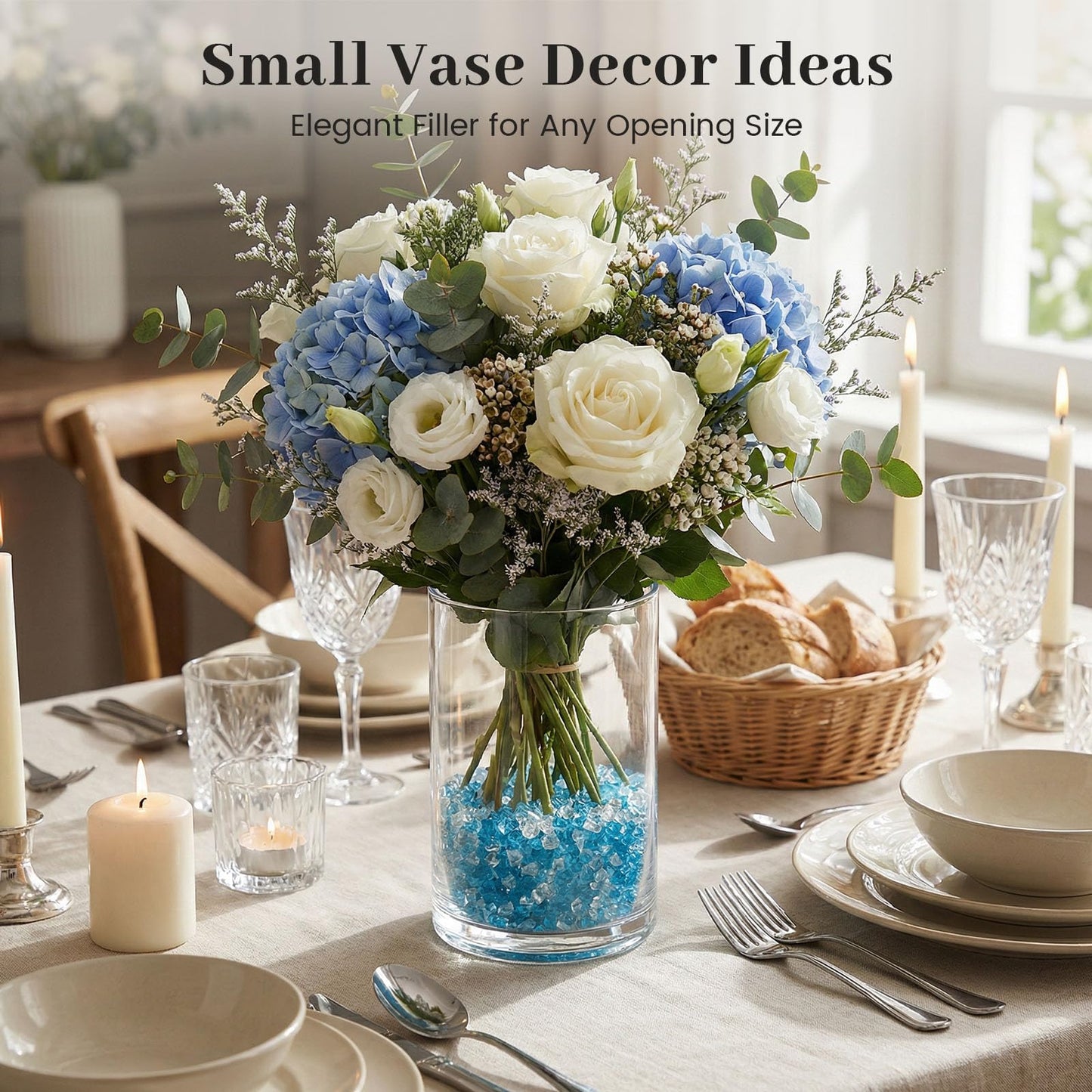 DomeStar 4200PCS Fake Ice Rocks, Mini Fake Clear and Blue Acrylic Crushed Ice Rocks for DIY Craft Wedding Vase Fillers（0.33" x 0.23"）