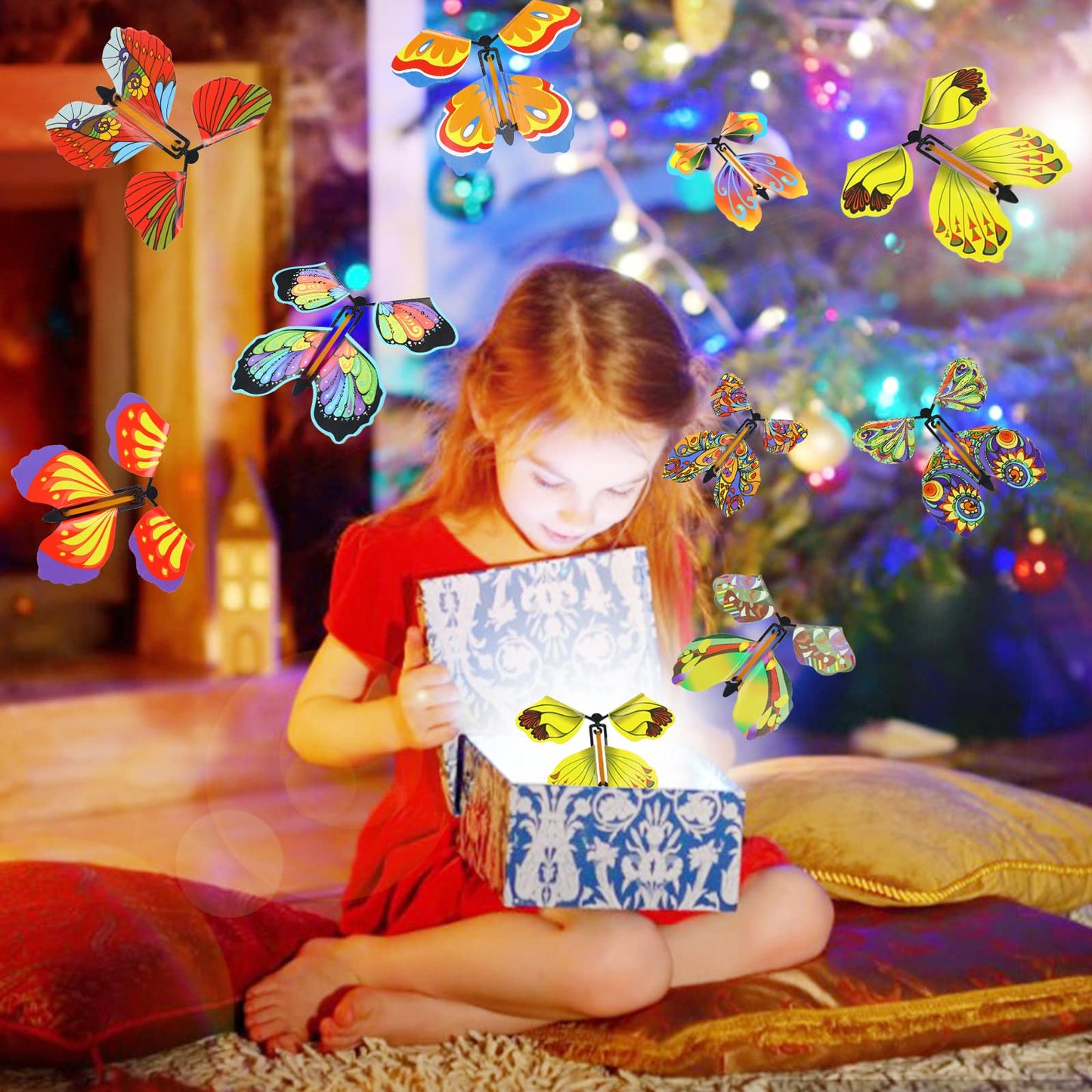 LOMIMOS 20PCS Flying Butterfly, Magic Wind Up Butterfly Toy Gift for Kids Surprise Explosion Box Wedding Birthday Party Book Greeting Card(20 Styles)