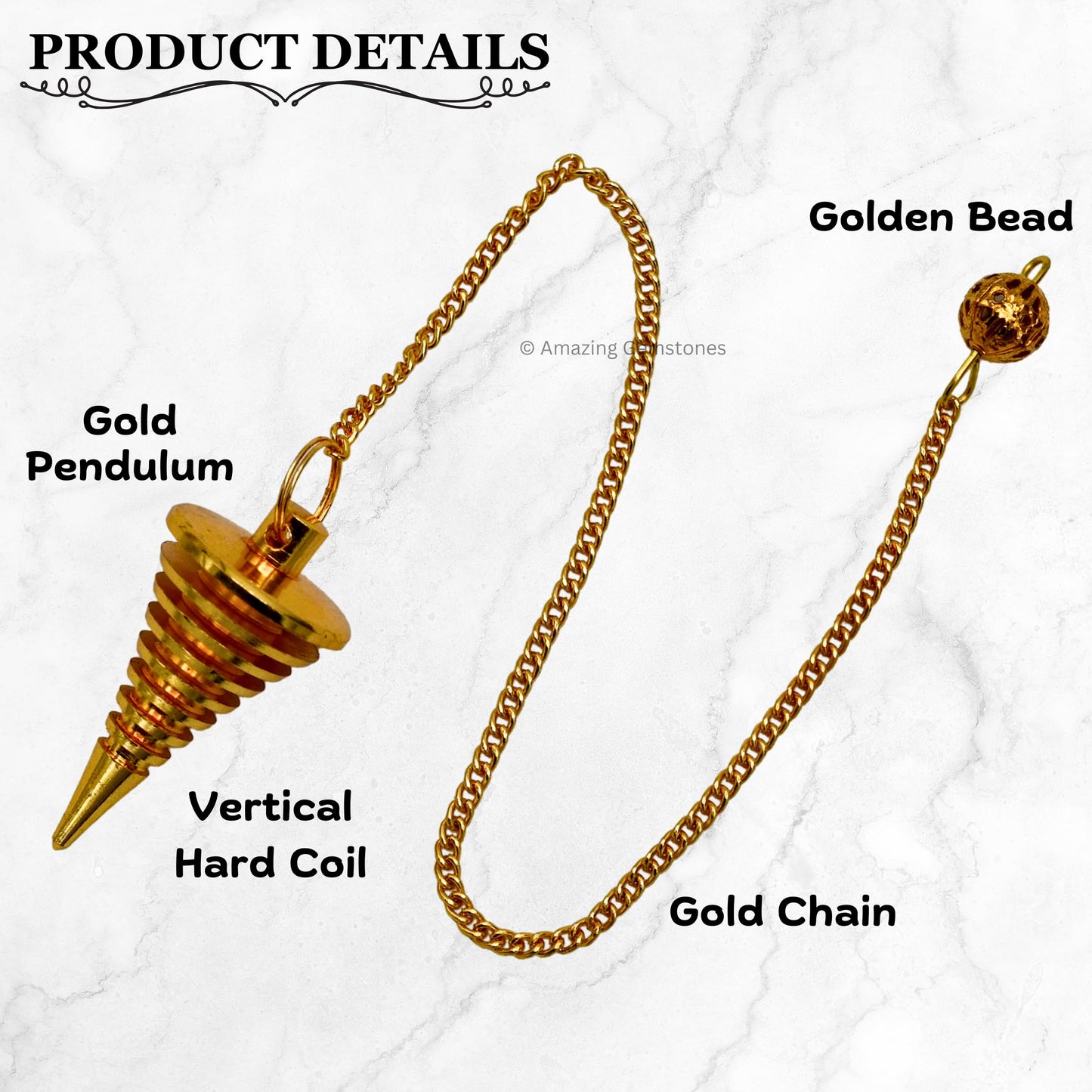 Amazing Gemstone Healing Metal Pendulums for Divination, Gold Vertical Hard Coil Steel Copper Pendulum High Energy Pendulo de Bronce Pendulos de Mesa MP40
