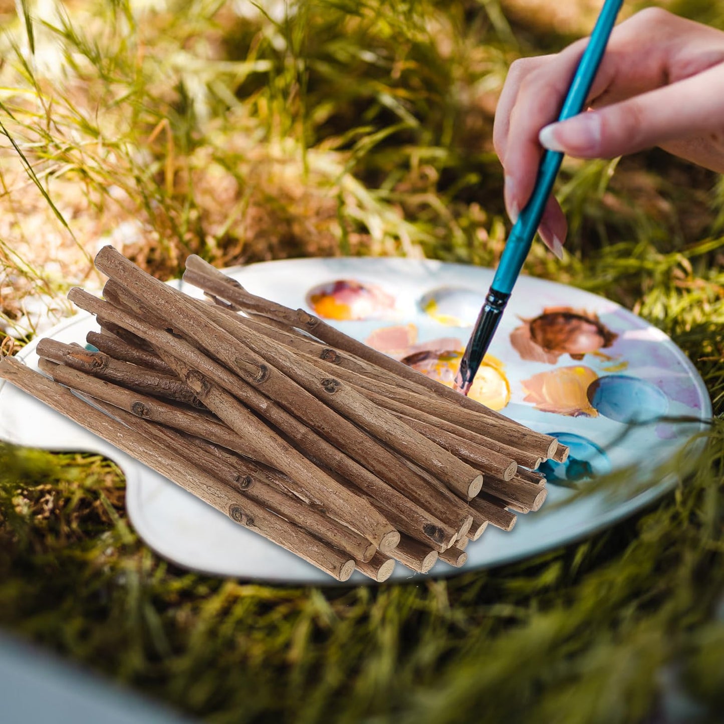 Tinksky 10CM Long 0.3-0.5CM in Diameter Wood Log Sticks for DIY Crafts Photo Props 100pcs (Wood Color)