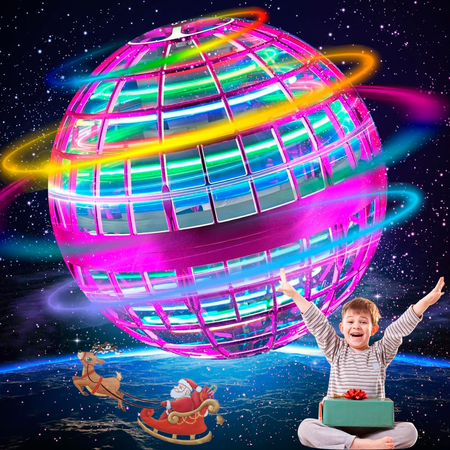 Taikcsut 2025 Upgraded Flying Orb Ball Toy, Hover Boomerang Ball Spinner Mini Drone - Magic Floating Galactic Fly Spinning Orb, for for Boys Girls and 6-12 Age Kids