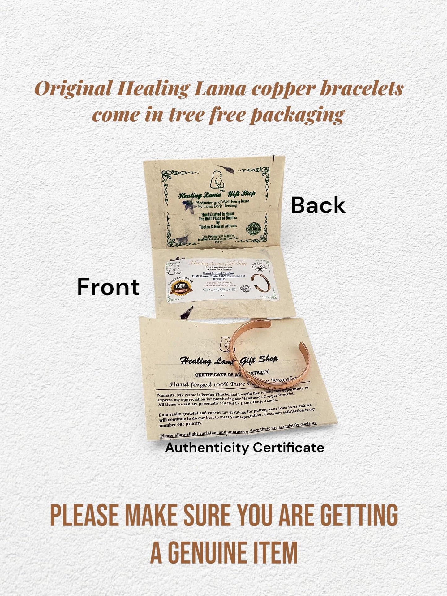 Healing Lama™ Hand Forged 100% Copper Bracelet. Unisex, Made with Solid and High Gauge Pure Copper.