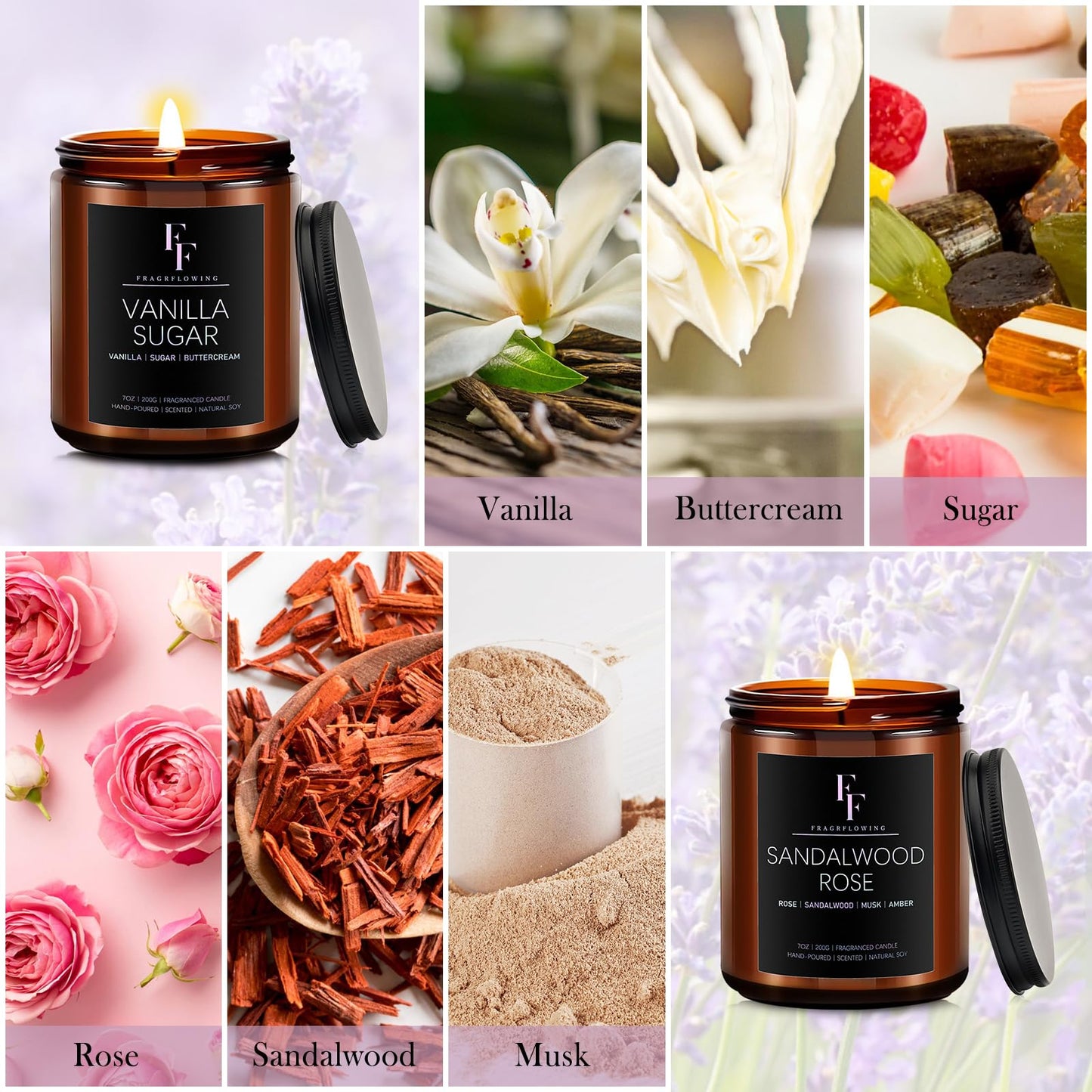 Scented Candles for Home Scented Aromatherapy Candles, 4 Pack 28 Oz Soy Wax Candle Gift Set Valentine's Day Gift for Women Men (Lavender/Vanilla//Sandalwood Rose/Moroccan Amber)
