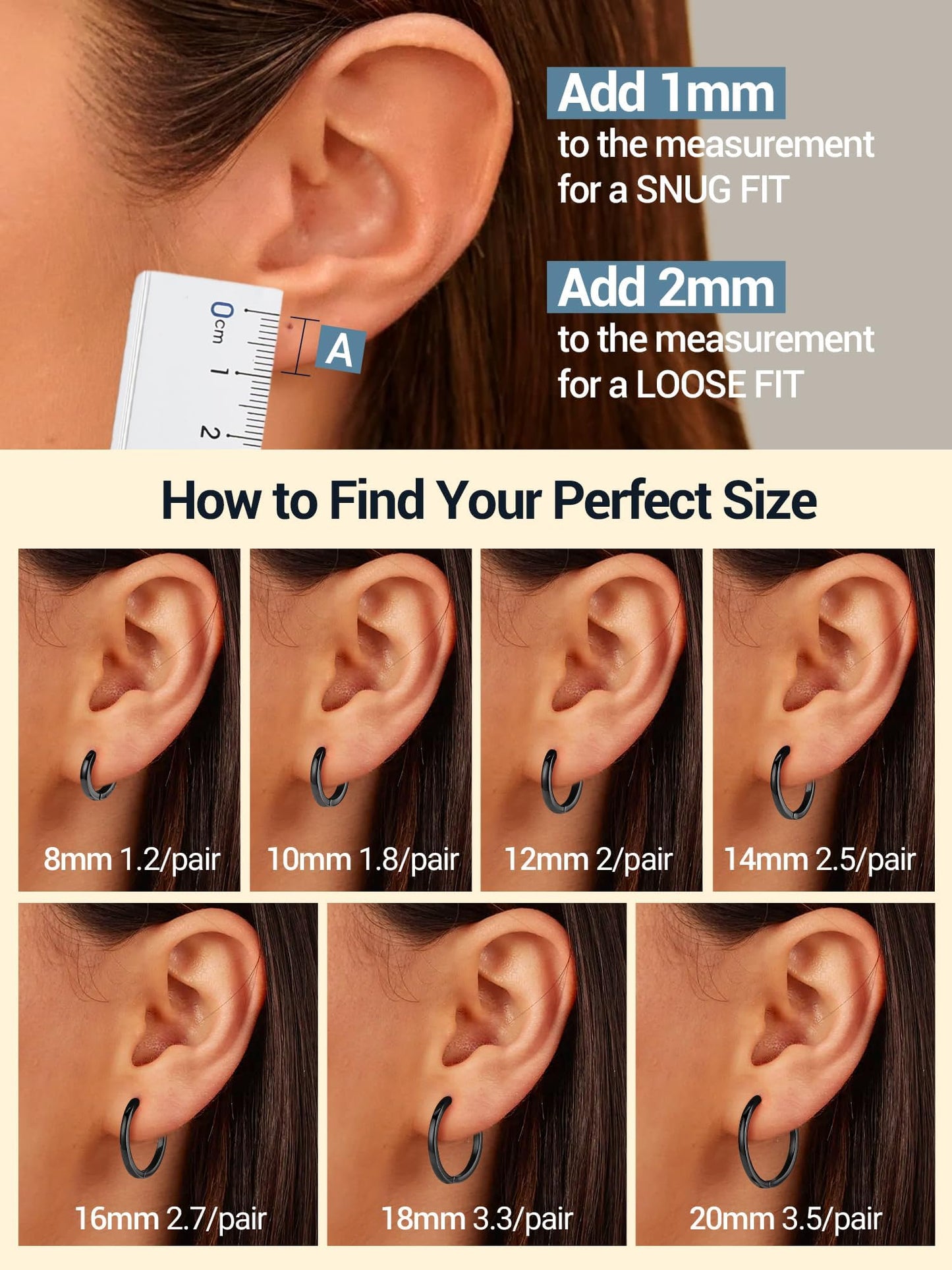Black Hoop Earrings For Women Hoops Earring Hypoallergenic 8mm Tiny Huggie Jewelry Non Tarnish Cartilage Piercing Waterproof Ear Earings