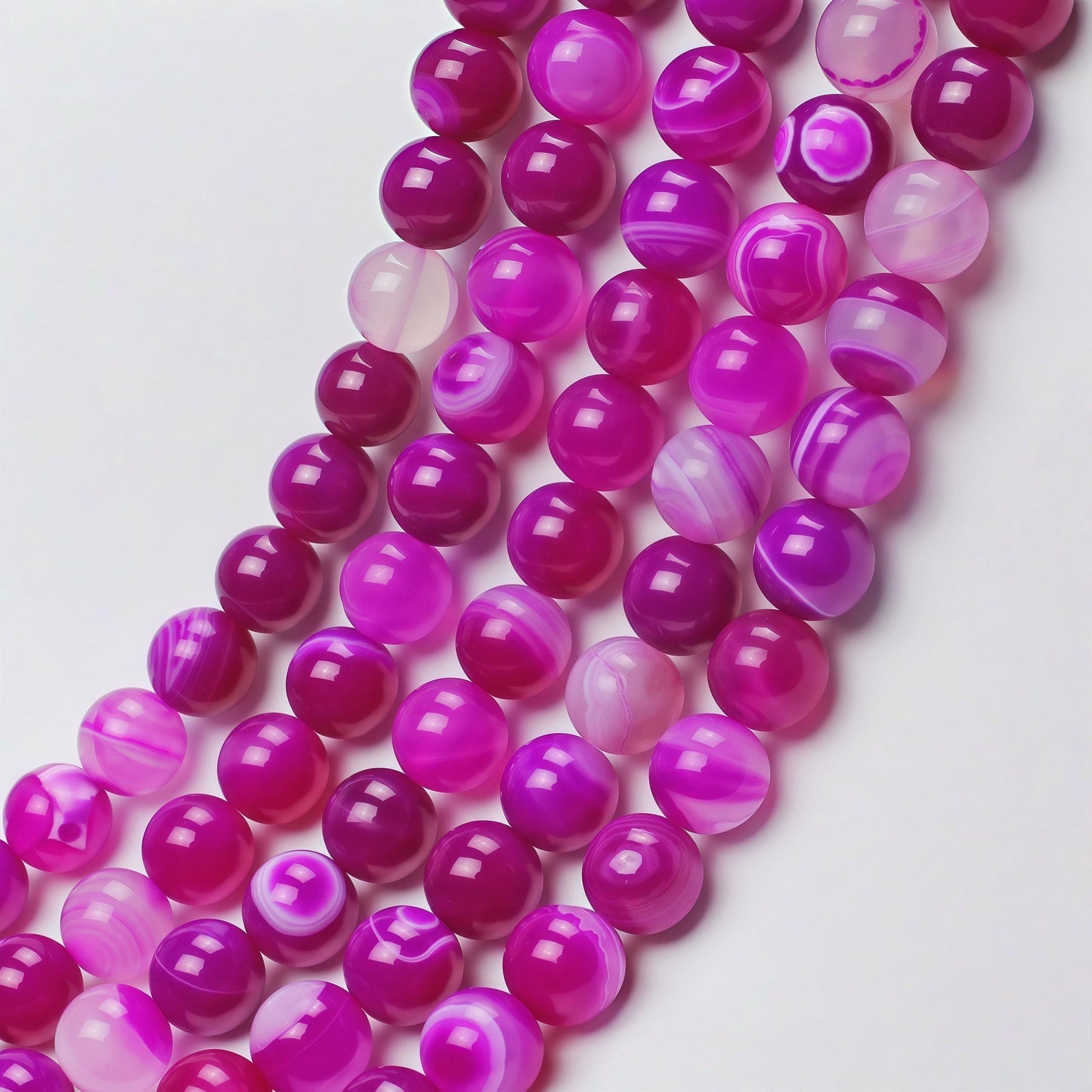 MJDCB Natural Stone Beads Rose Red Stripe Agate Round Loose Beads for Jewelry Making DIY Bracelet Necklace (10mm)