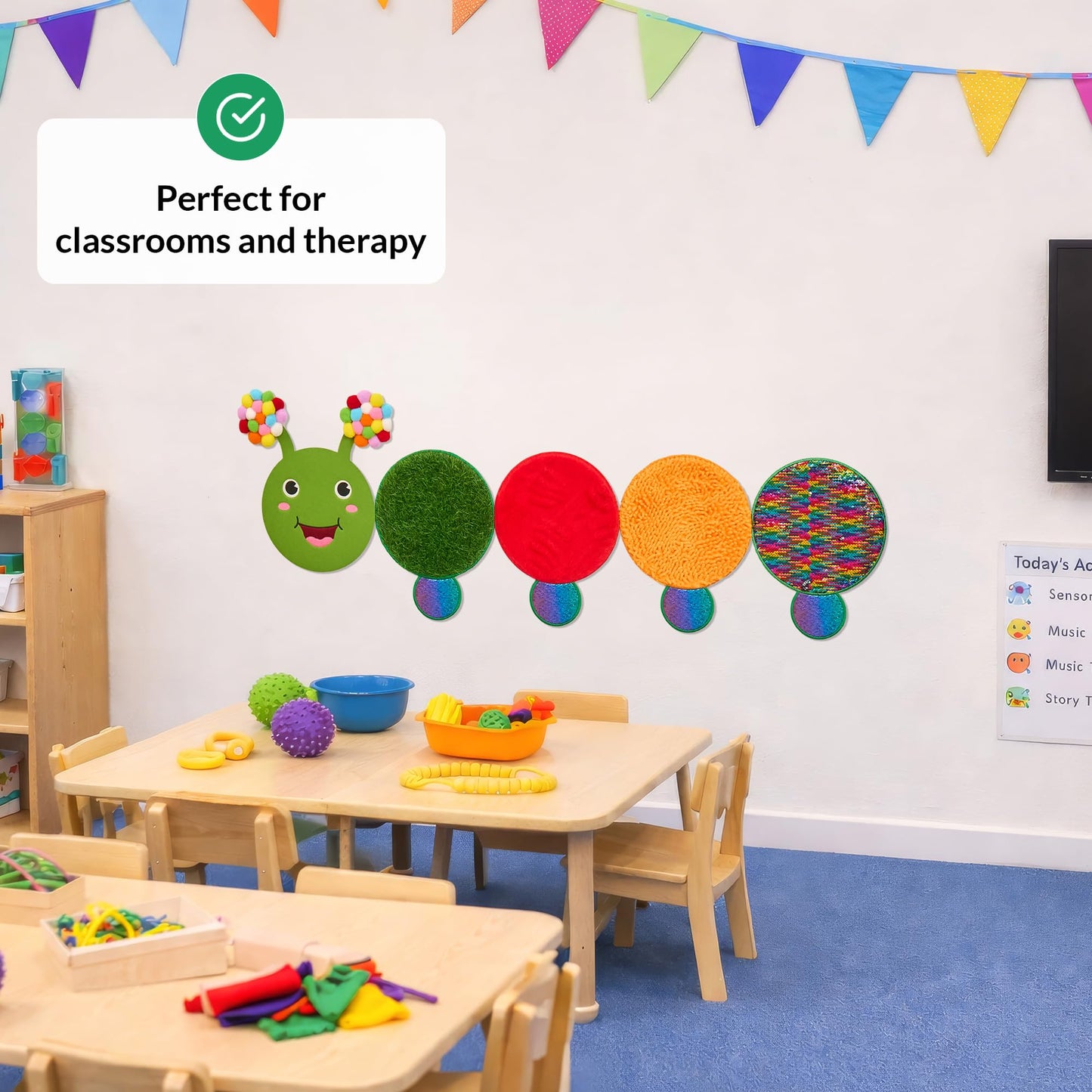 Sensory Wall Panel for Kids | Touch, Feel & Learn | Caterpillar Sensory Room Toys | Activity Play Panels | Wall Busy Board | Calm Down Corner Equipment | Flip Sequin Fabric | For Autism, ADHD, Anxiety