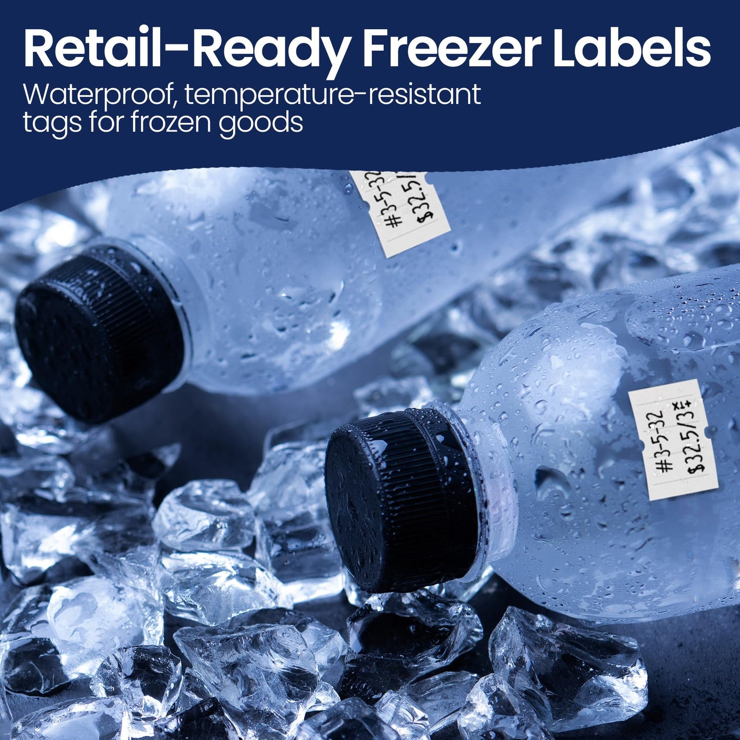 Perco 2 Line Freezer Adhesive Labels - 32 Rolls, 4 Sleeves, 24,000 Blank Price and Date Gun Labels for Perco 2 Line Price and Date Guns - Made in USA