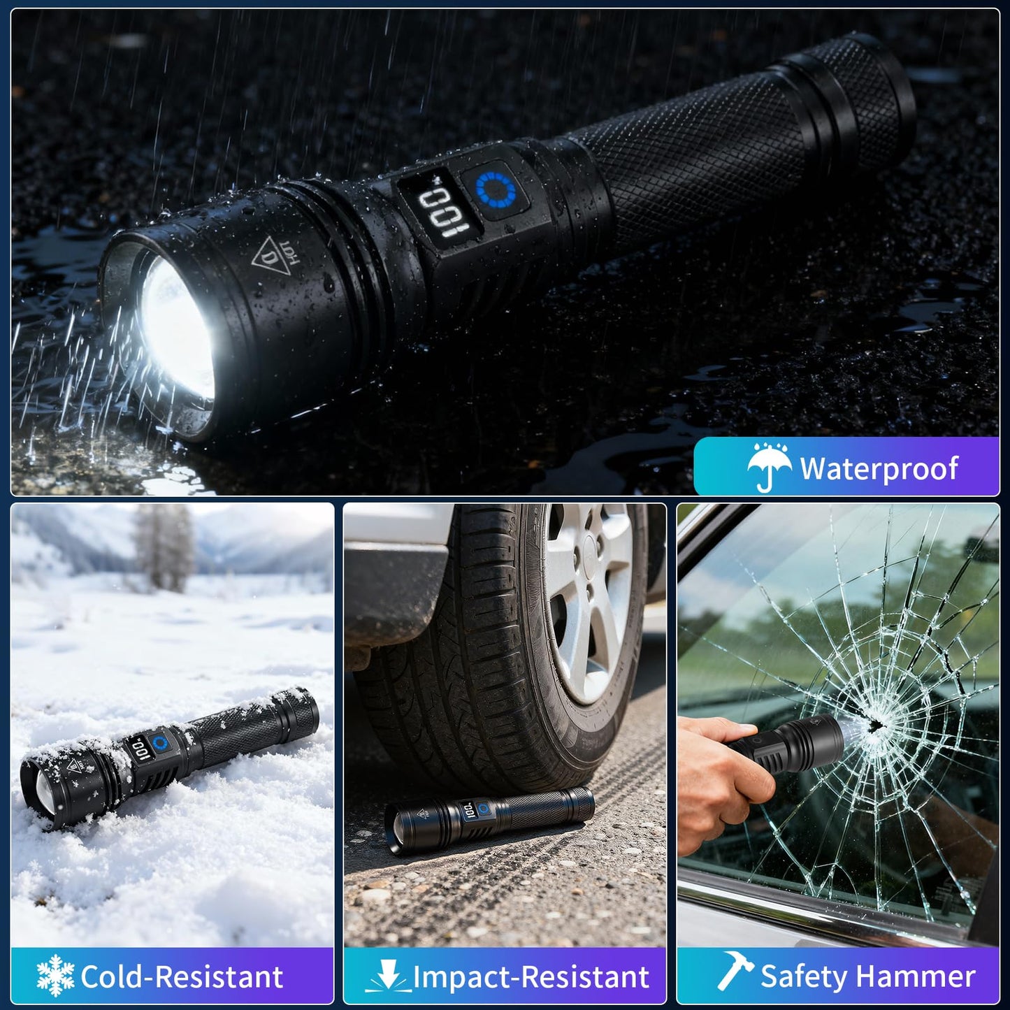 Rechargeable Flashlights High Lumens 2Pack, 5Modes Super Bright Flashlight Rechargeable, LED Flashlight Powerful, Handheld Tactical Flash Lights for Home Emergencies Camping Essentials, Gifts for Men