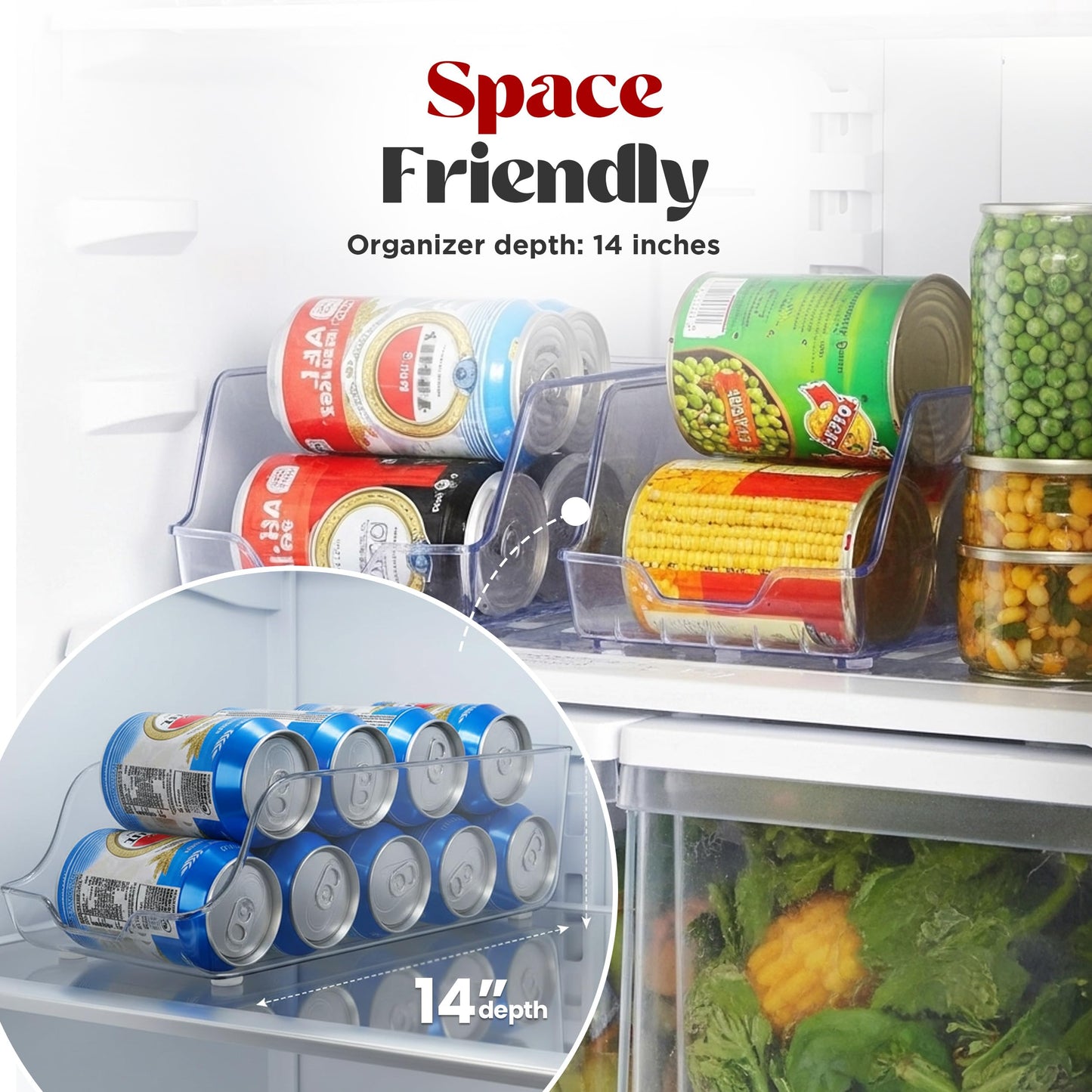 Utopia Kitchen Soda Can Organizer and Dispenser for Refrigerator/Pantry - Durable Can Storage Organizer Fridge & Kitchen Organization - (Clear, Set of 4)