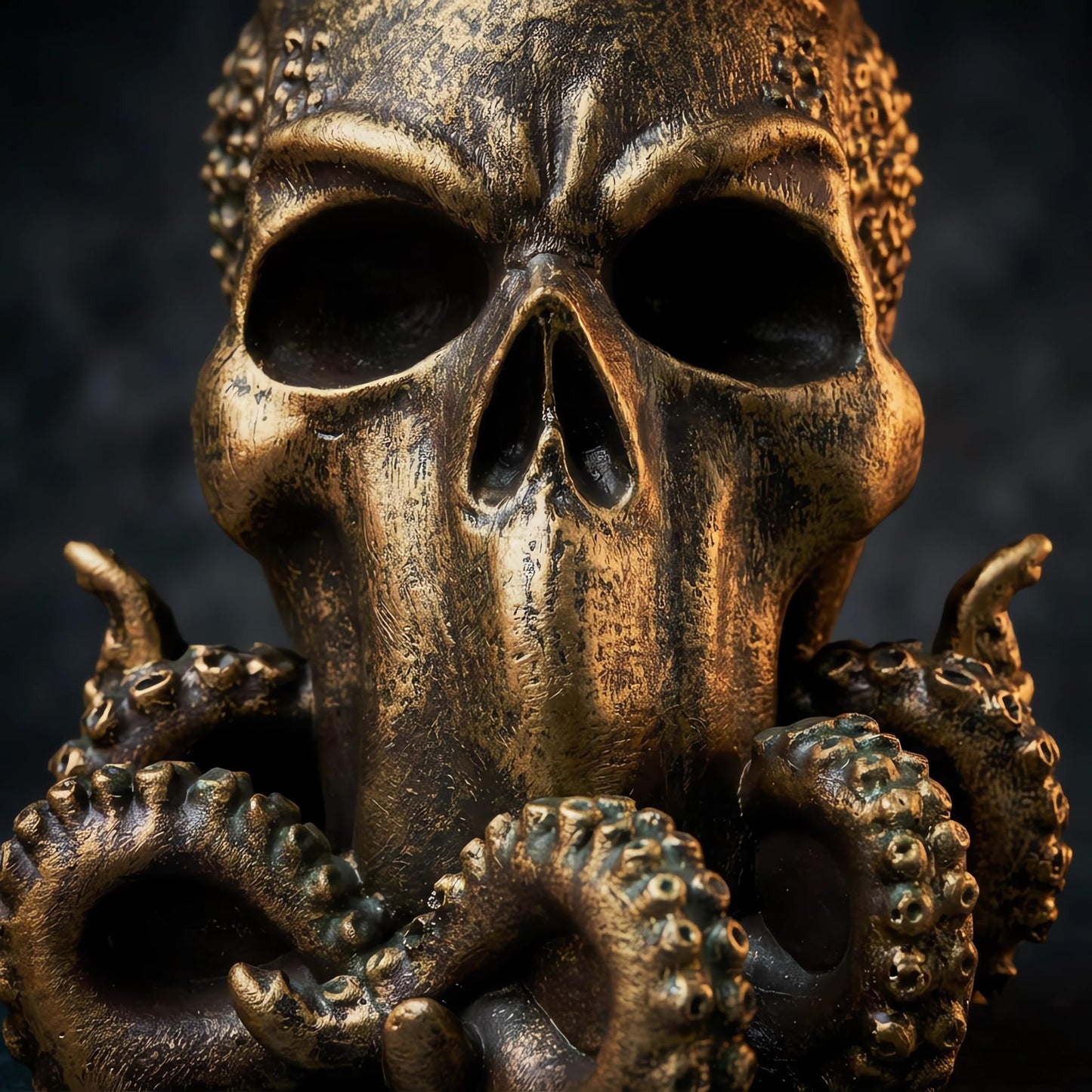Wizerlis Cthulhu Statue, Cthulu Skull Head Octopus Figurine,Kraken Decor Octopus Statue,6" H Skull Creature Fantasy,Desktop Decoration Halloween Ornaments,Steampunk Decor Diablo Decoration.