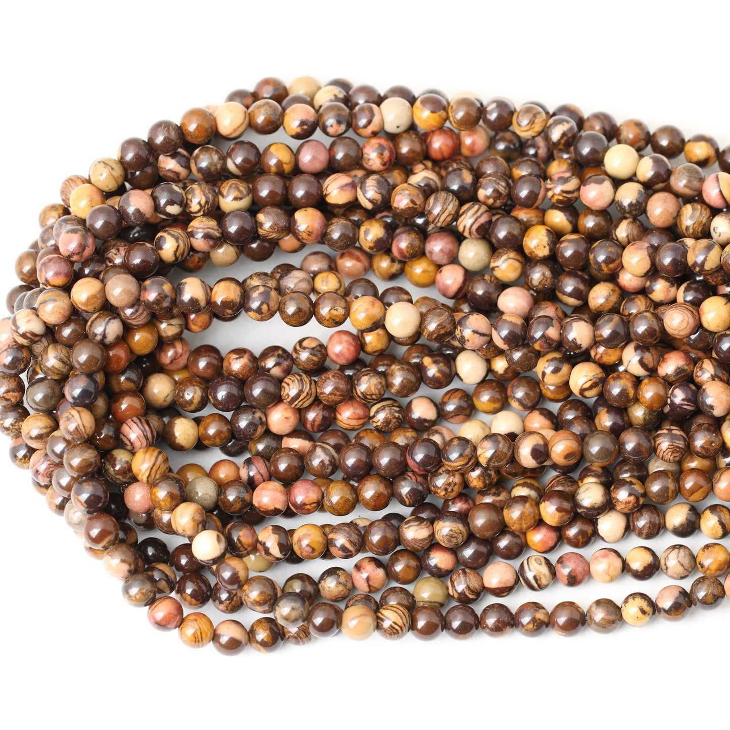 CHEAVIAN 60PCS 6mm Natural Africa Picture Jasper Gemstone Round Loose Beads for DIY Bracelet Necklace Earrings Jewelry Making 1 String 15 Inches