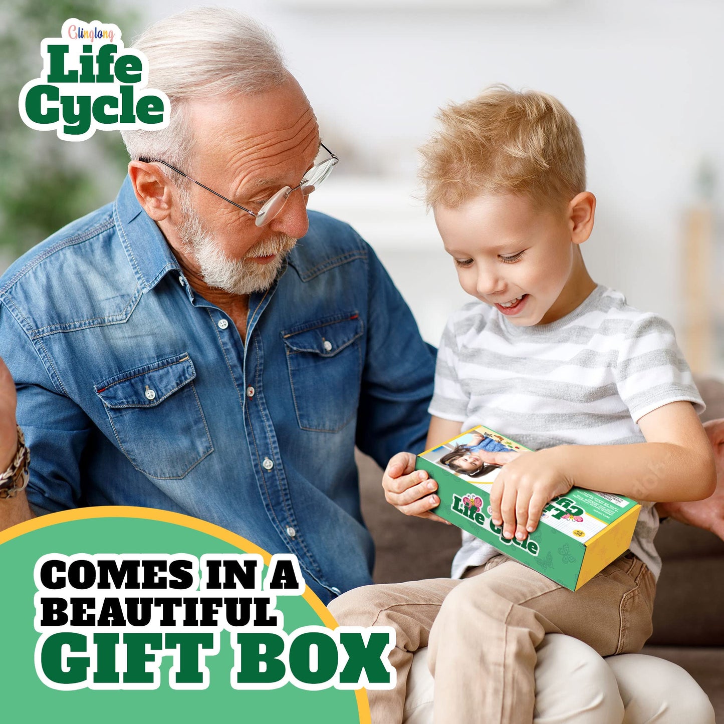 Life Cycle Animal Kit - Montessori Science Toy with 24-Piece Matching Game, Butterfly, Frog, Chicken, Bee, Ladybug and Turtle STEM Educational Gift, Easter Basket fillers for Kids Ages 3-8