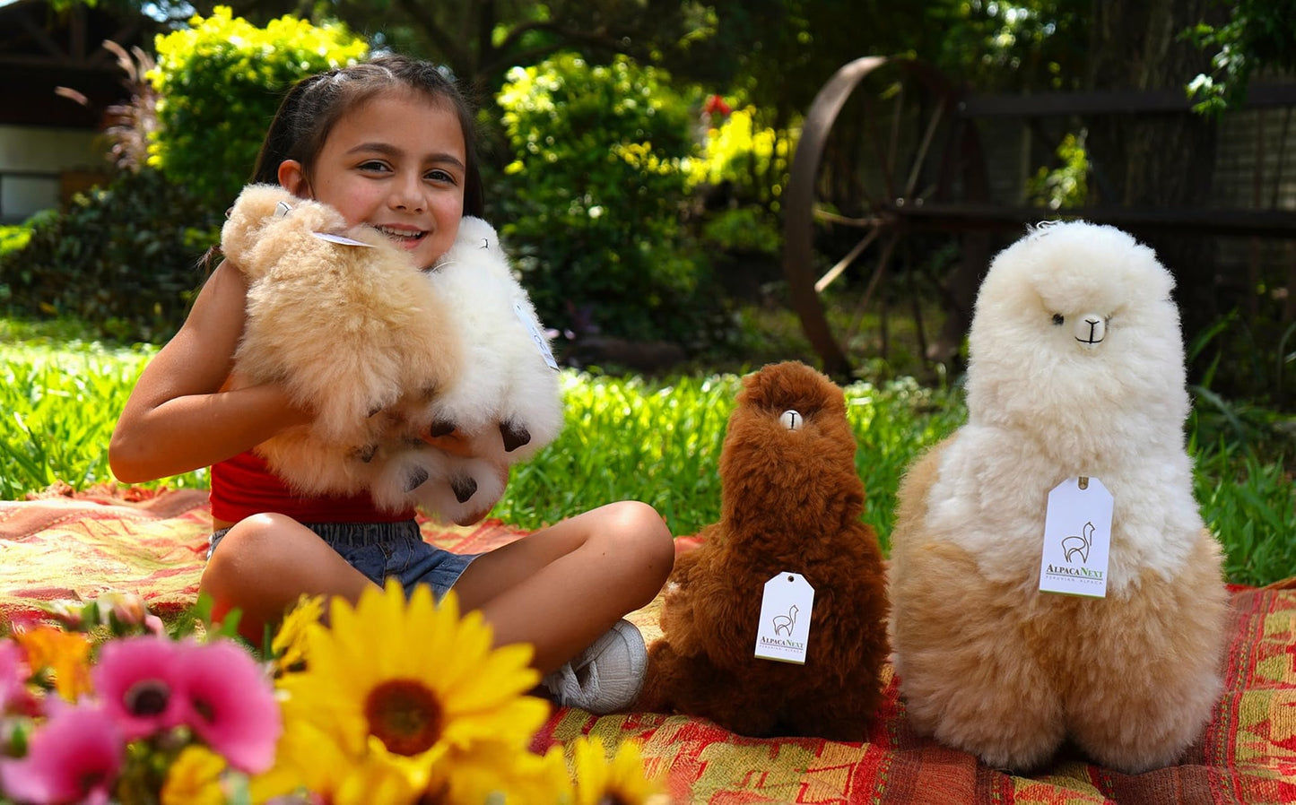 AlpacaNext Alpaca Stuffed Animal – 9 inch. Cute, Soft and Cuddly Alpaca Plush Toy Handcrafted on Real Alpaka Natural Fur (9 inches, Beige)