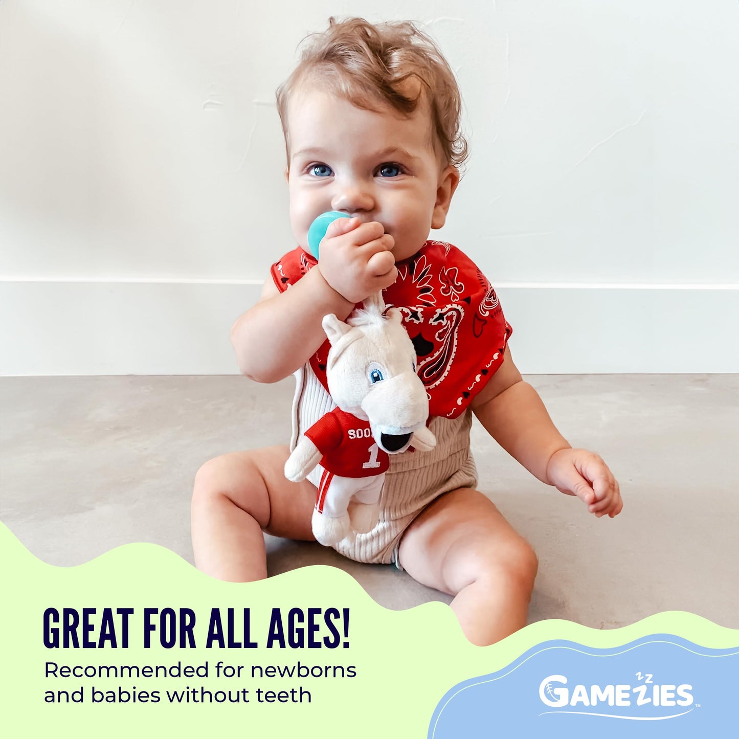 Gamezies Baby Boy and Girl Silicone Baseball Plush Pacifier Removable, Washable Plush ToyCPSIA Tested, BPA-Free 0-6 Months