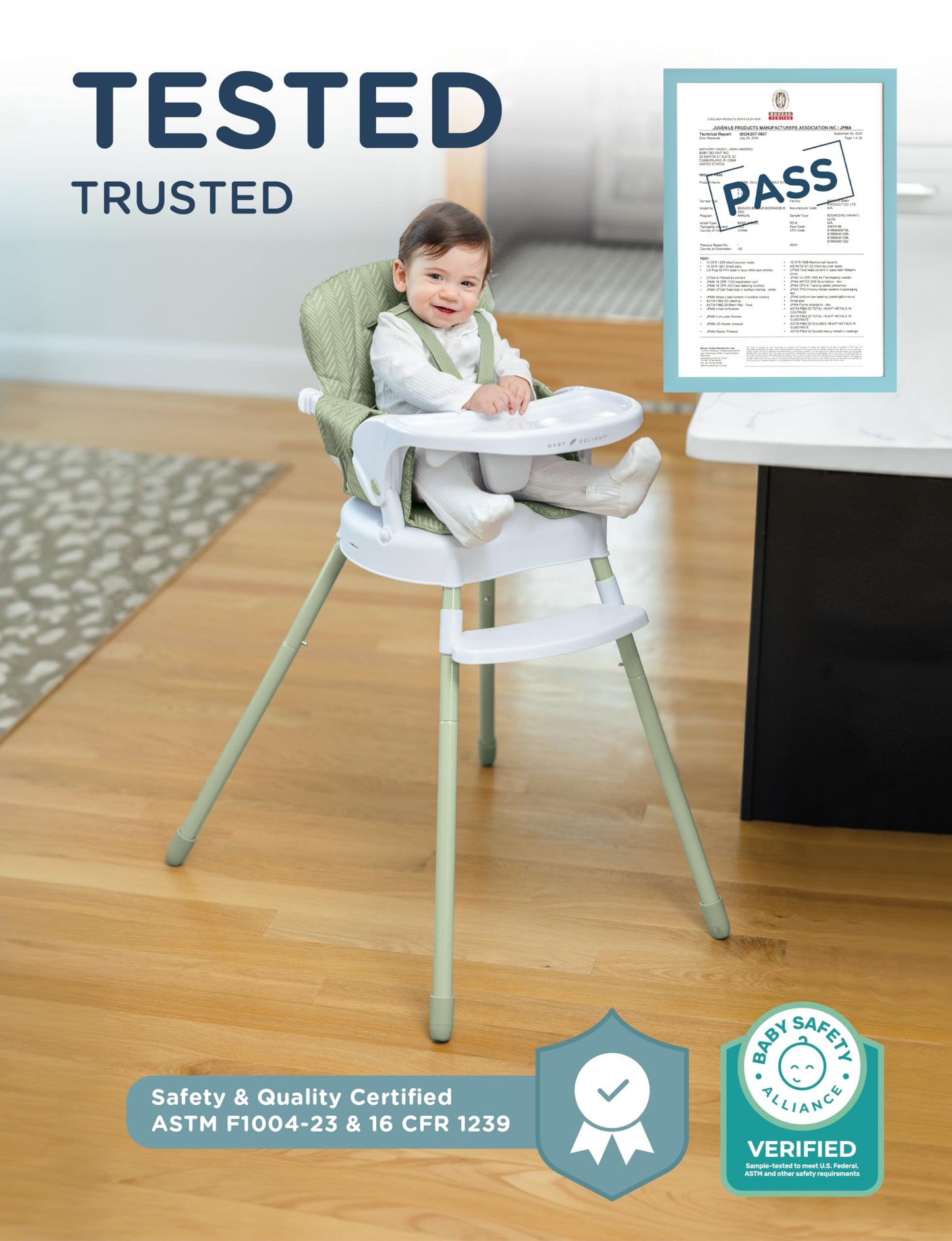 Baby Delight Ascent | 3-in-1 Highchair | Converts to Booster Seat and Playroom Chair | Green