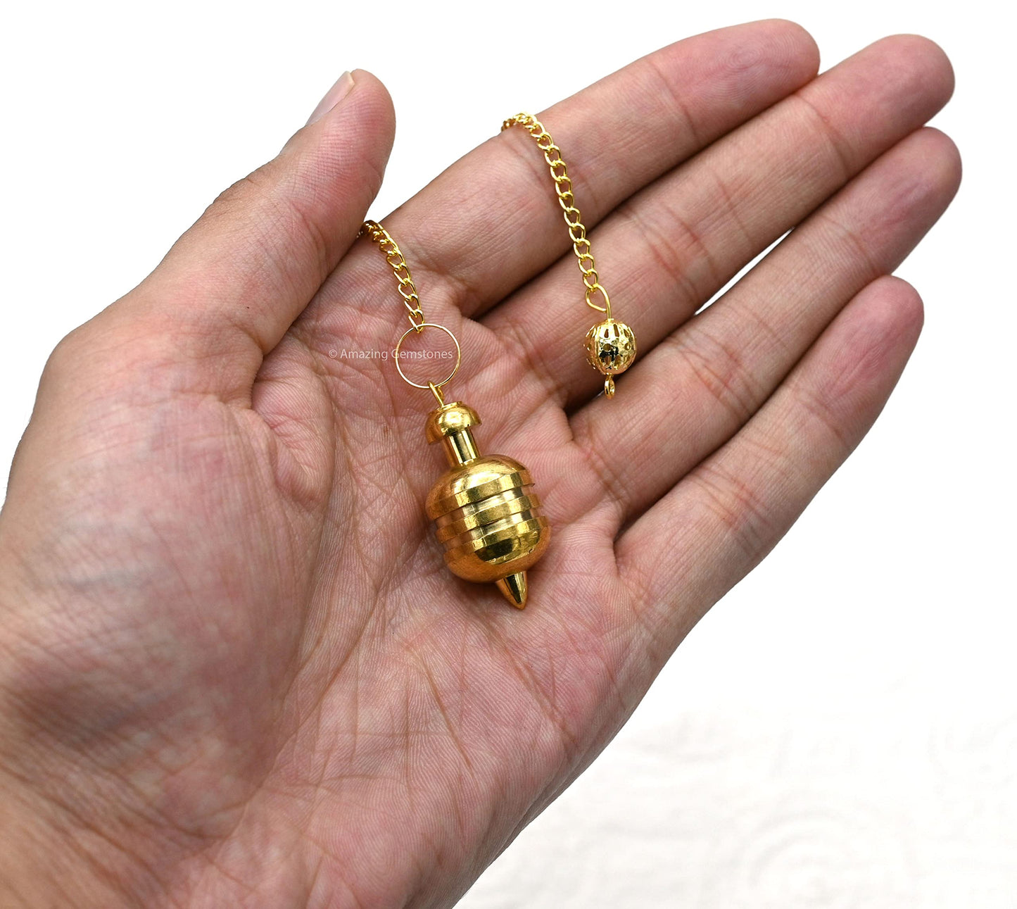 Amazing Gemstone Healing Metal Pendulums for Divination, Gold Dome Point Steel Copper Pendulum High Energy Pendulo de Bronce Pendulos de Mesa MP13