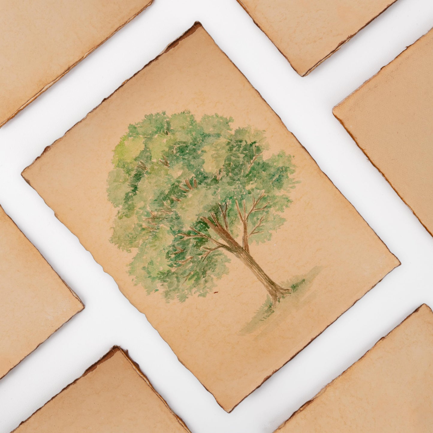 Wanderings Handmade Antique Deckle Edge Blank Cards - 4" x 6" Package of 50 - Mixed Media Cards for Announcements Invitations Crafts - Thick Deckled Edge Paper 150 GSM Recycled Paper