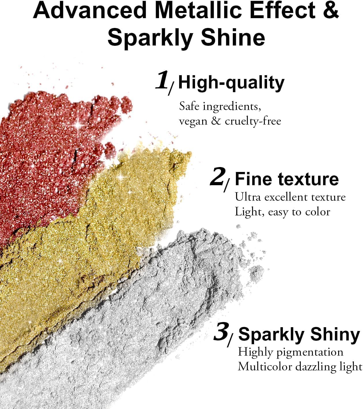 Chrome Nail Powder BISHENGYF - 6 Colors Rose Gold White Orange Metallic Effect Mirror Powder for Nails Aurora Iridescent Pearlescent Chrome Powder for Nails Art DIY Decoration