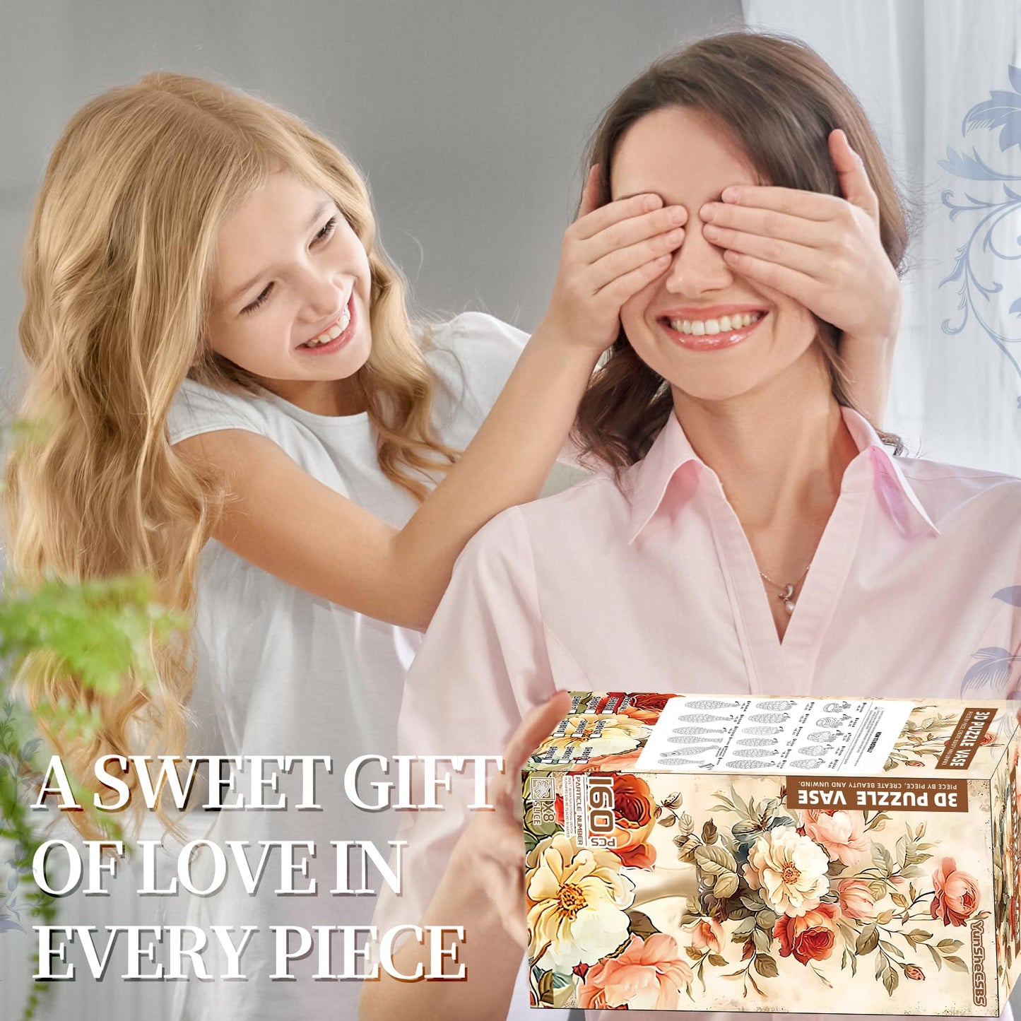 3D Puzzles Vase for Adults, Crafts for Adults, 160 Pieces Plastic DIY Unique Flower Vase with LED Light, House Warming Gift Birthday Gifts for Flower Arrangements and Home Decor (Night Light)