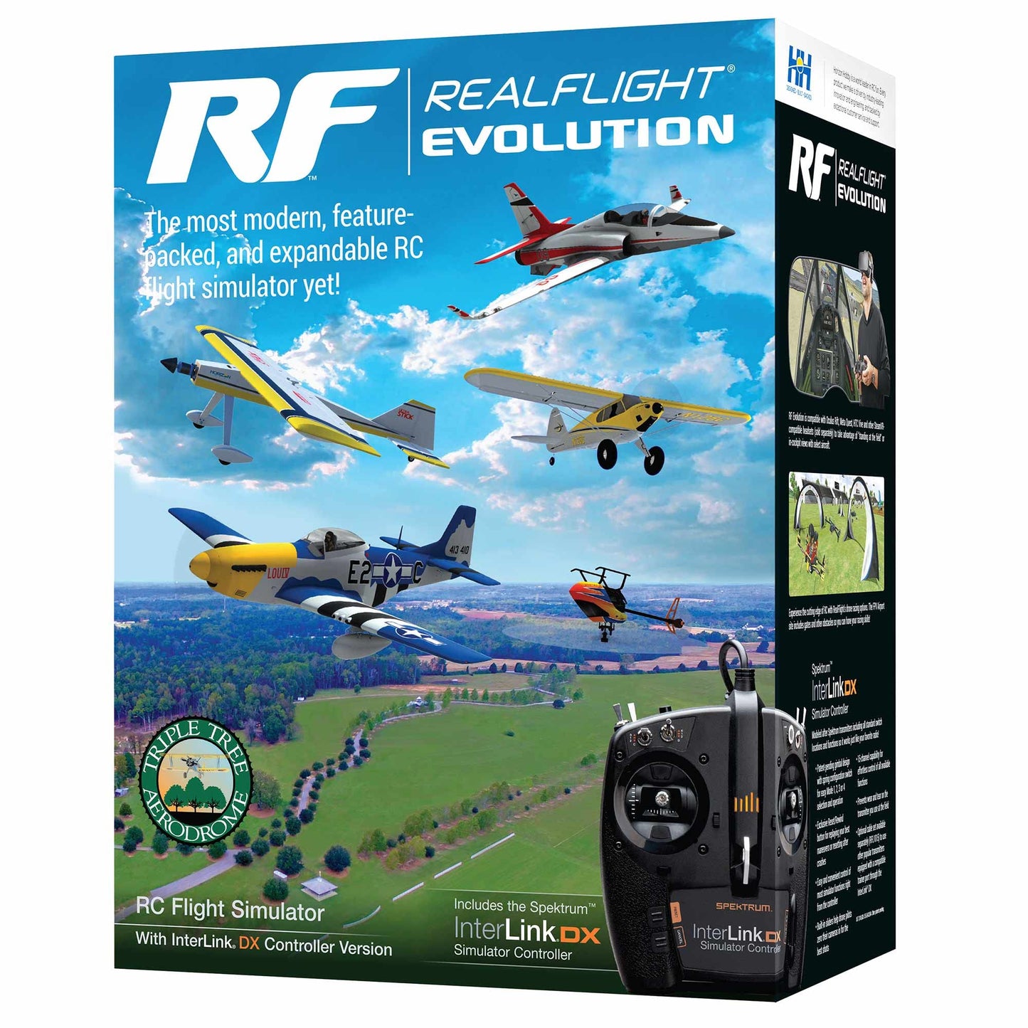 REALFLIGHT Evolution RC Flight Simulator Software with Interlink DX Controller Included RFL2000 Air/Heli Simulators Compatible with VR headsets Online Multiplayer Options
