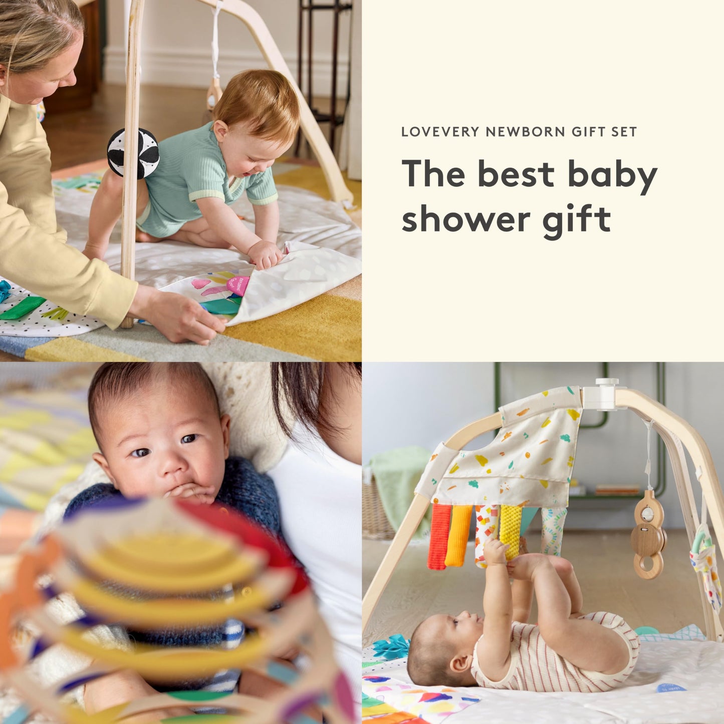 LOVEVERY, The Newborn Gift Set, Play Gym with Sensory Strands and Looker Play Kit, Baby Development Essentials, Ages 0+