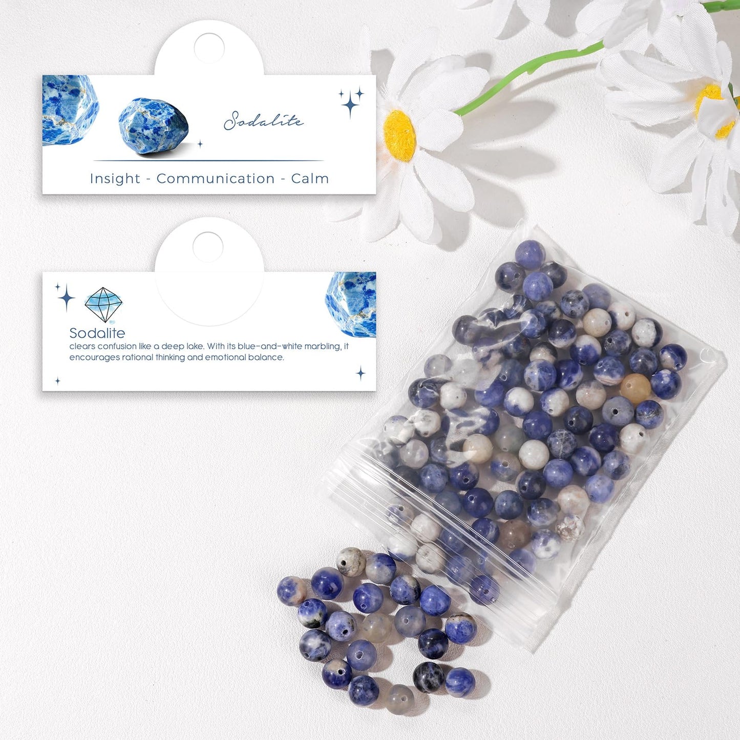 Raicegs 100pcs 8mm Sodalite Beads Natural Gemstone Beads Round Loose Beads for Jewelry Making DIY Bracelets Necklace